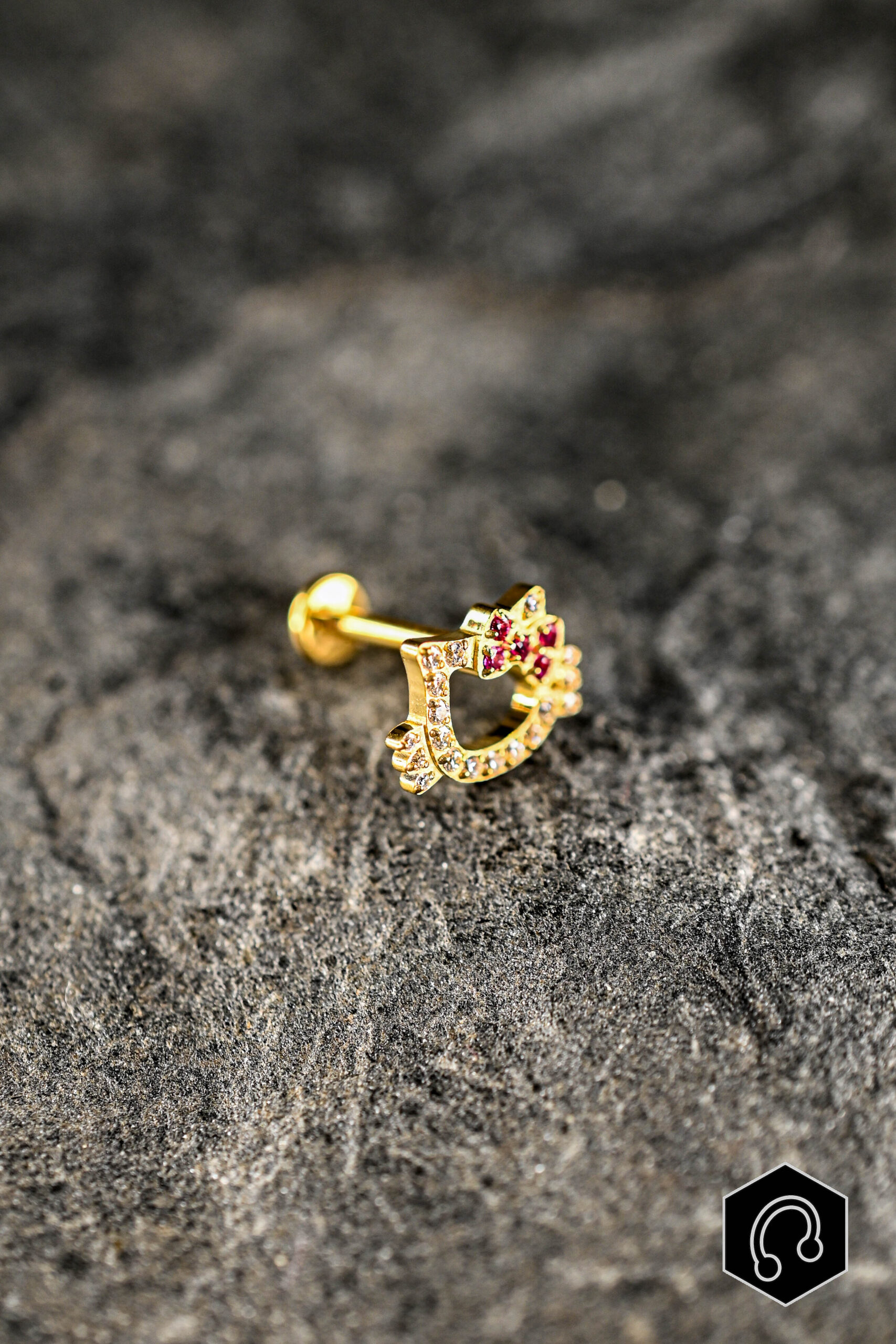 Labret Titane Golden Kitty Sparkle