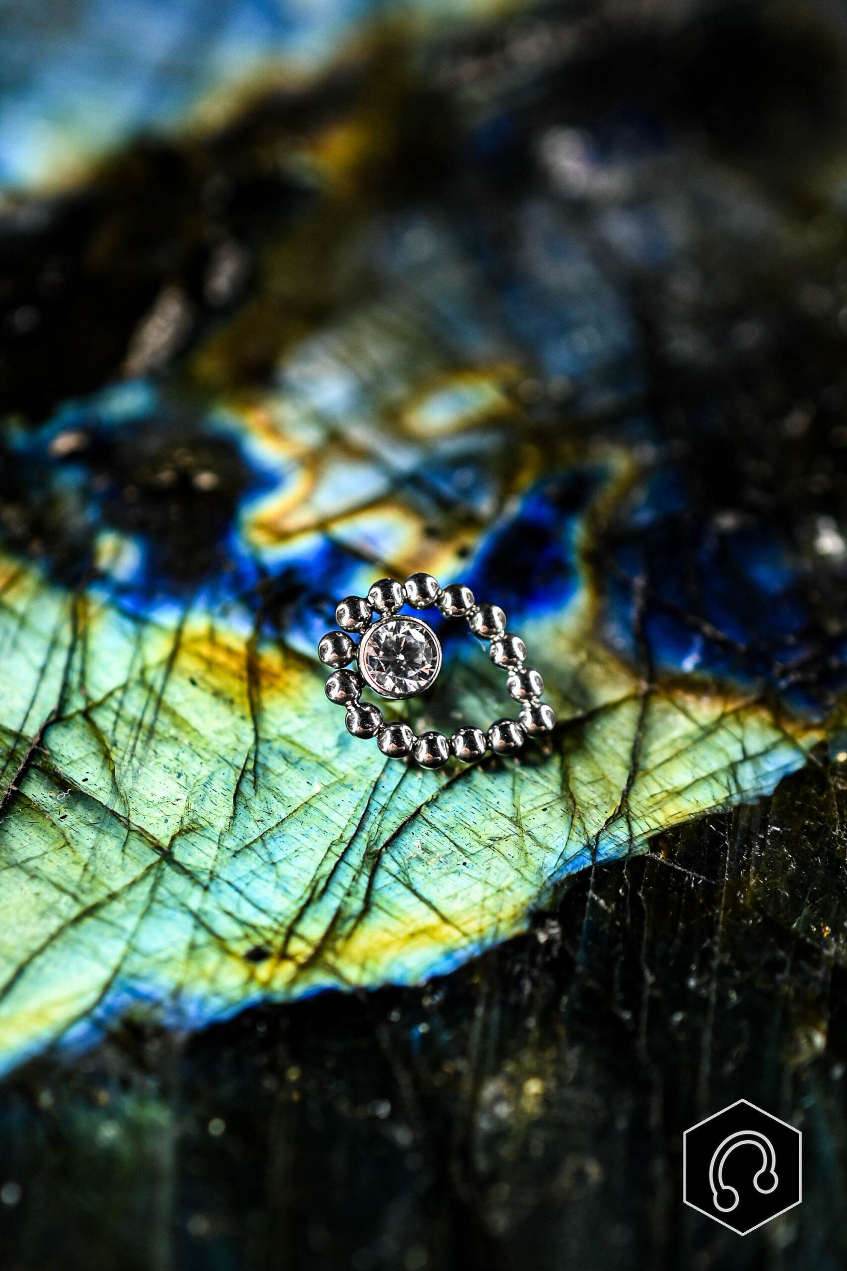 Labret Titane Argenté Larme d'Aurora