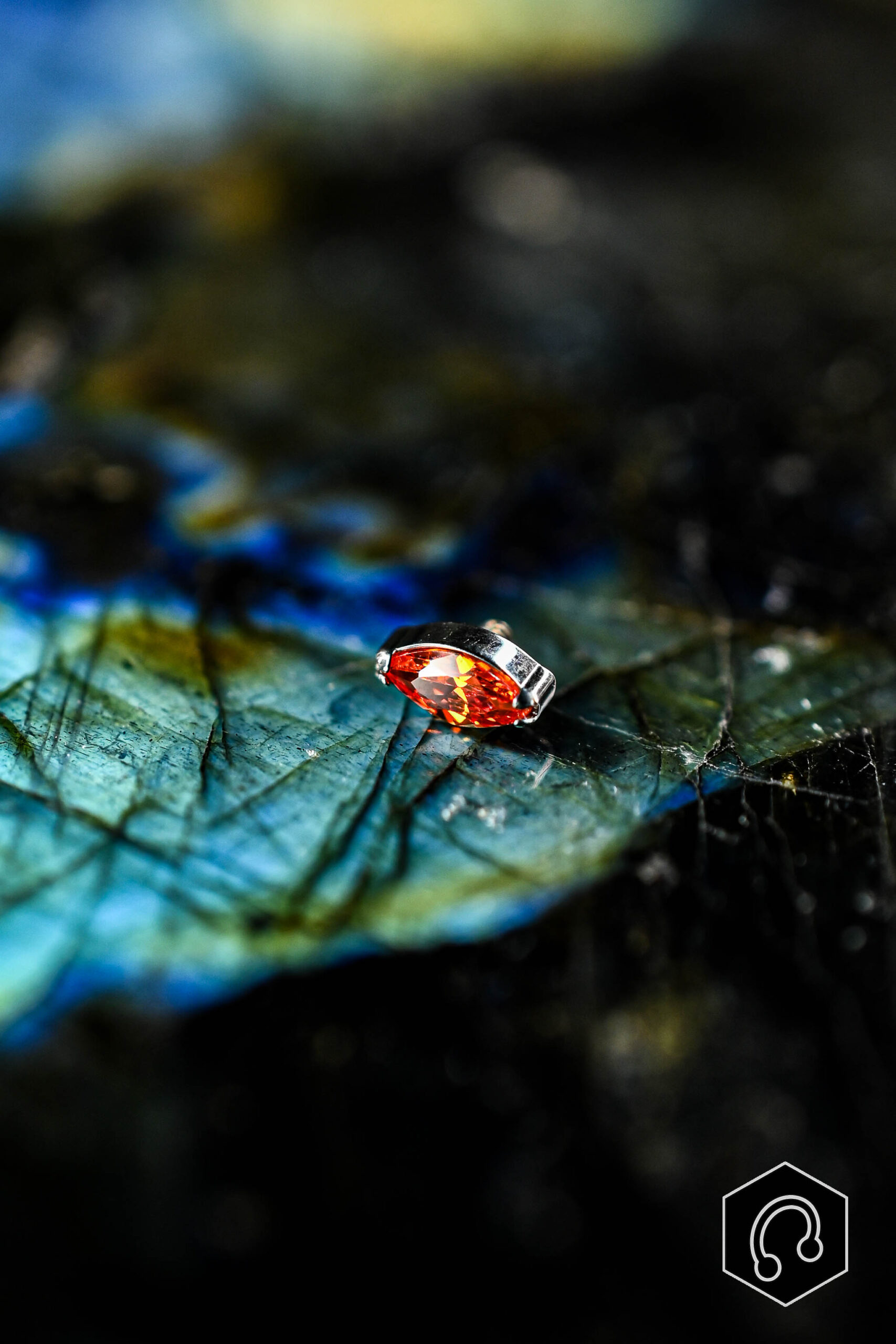 Labret Titane Argenté Orange Whisper