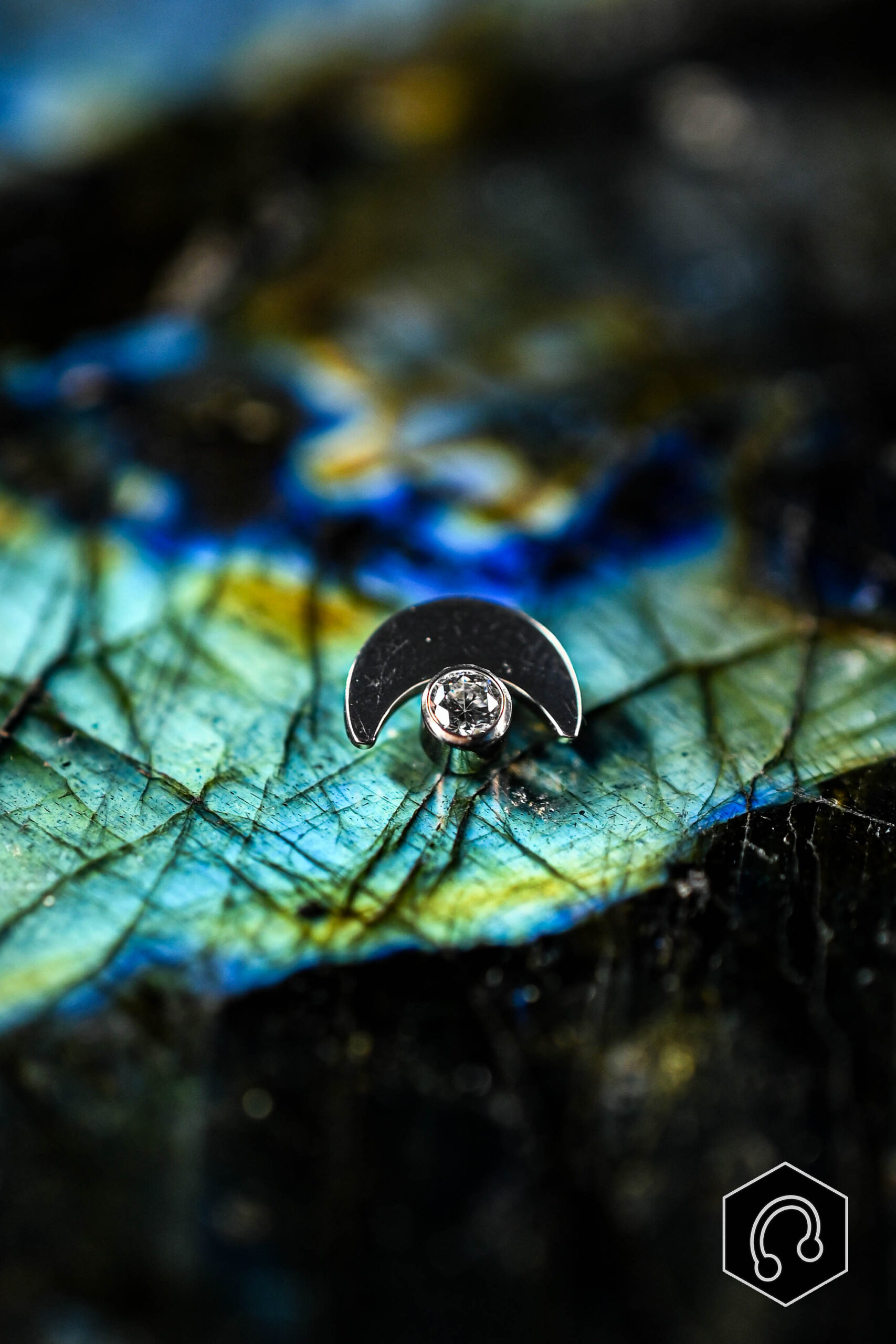 Labret Titane Argenté Moon Drop