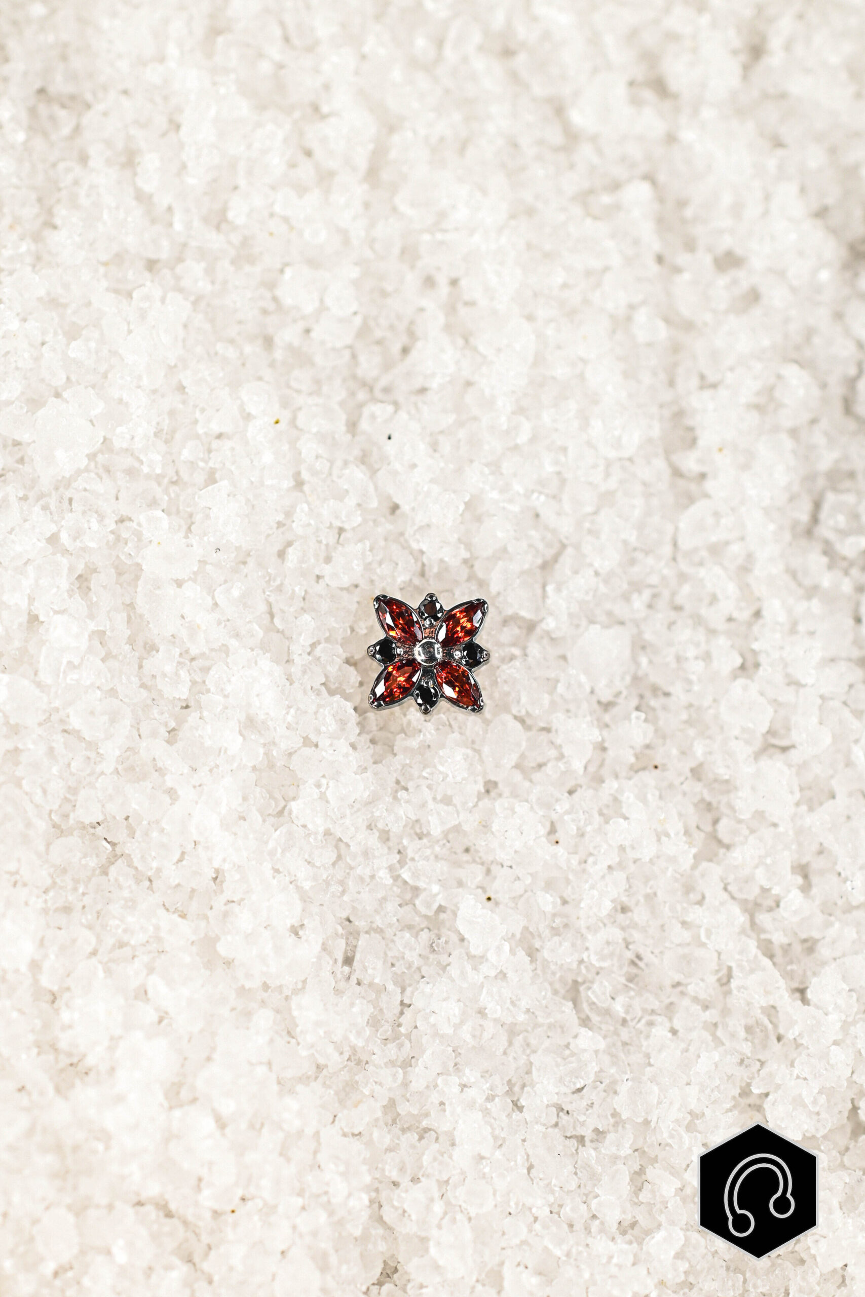 Labret Titane Argenté Crimson Bloom