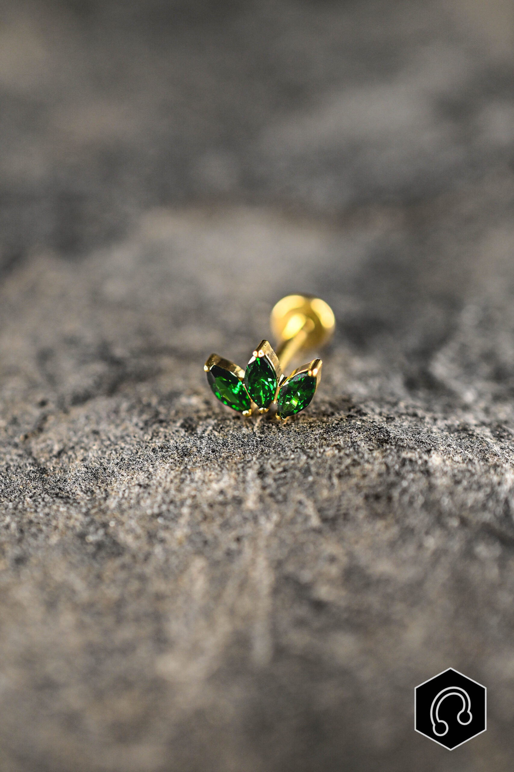 Labret Titane Doré Élégance Vert