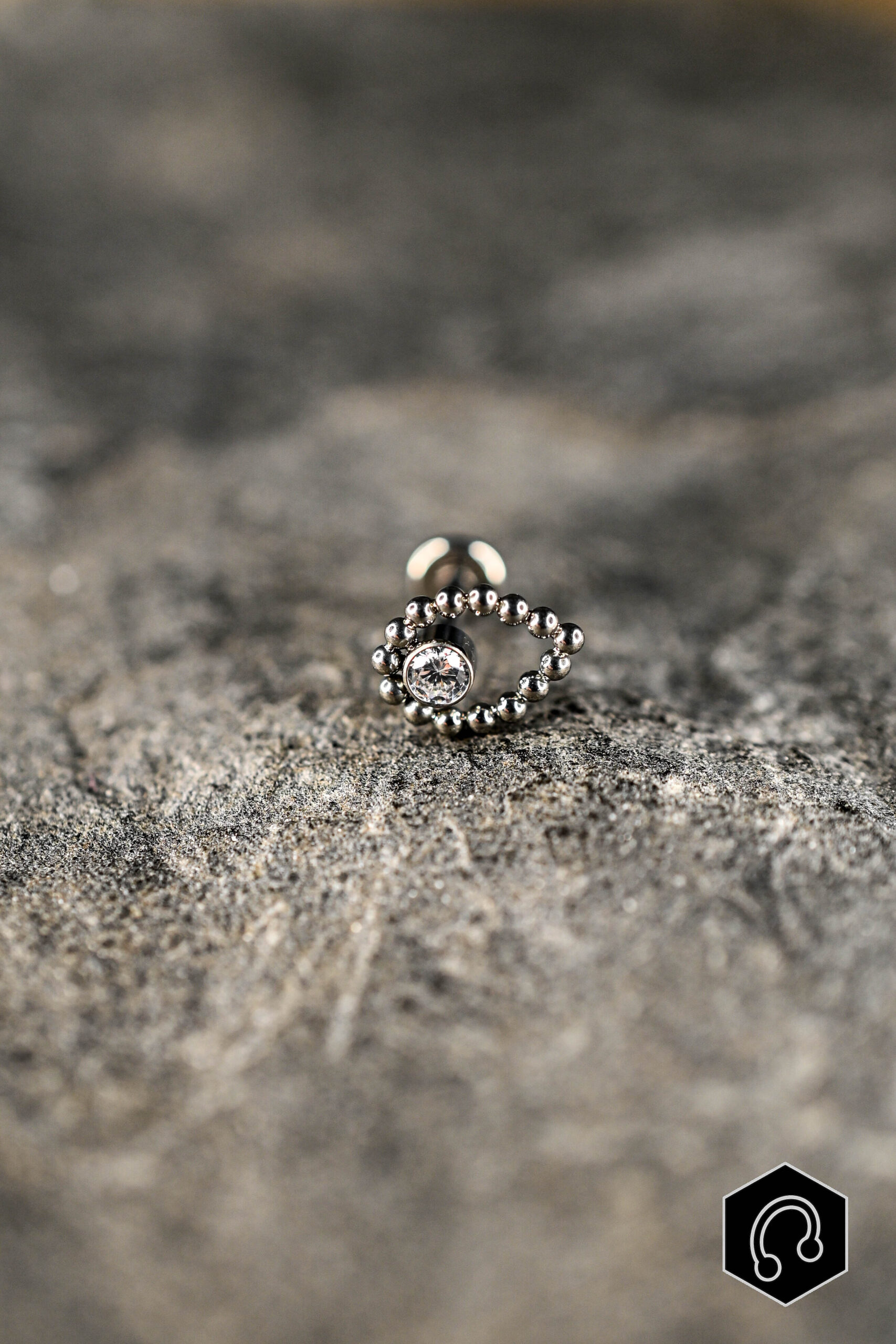 Labret Titane Argenté Larme d'Aurora