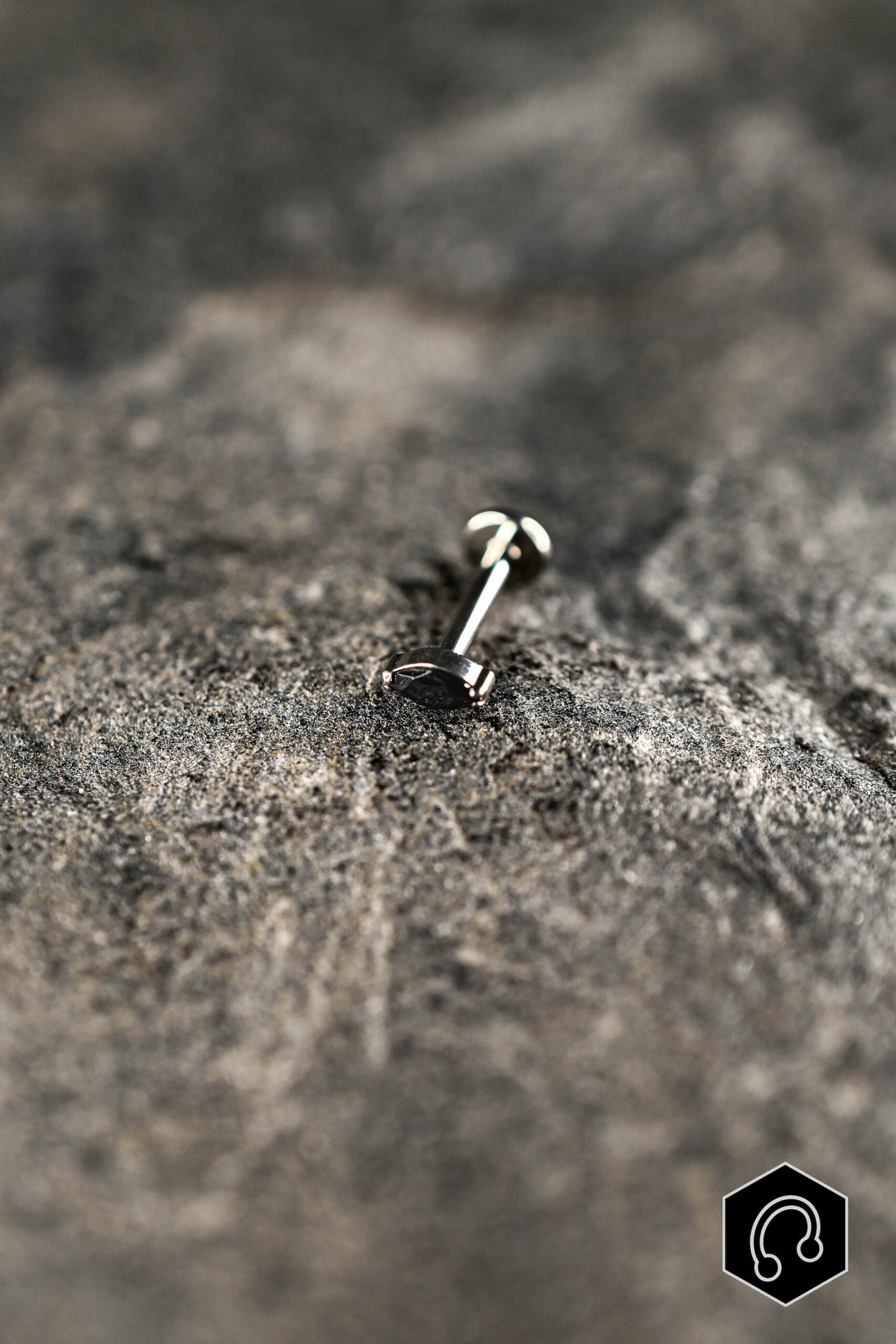 Labret Titane Argenté Noir Whisper