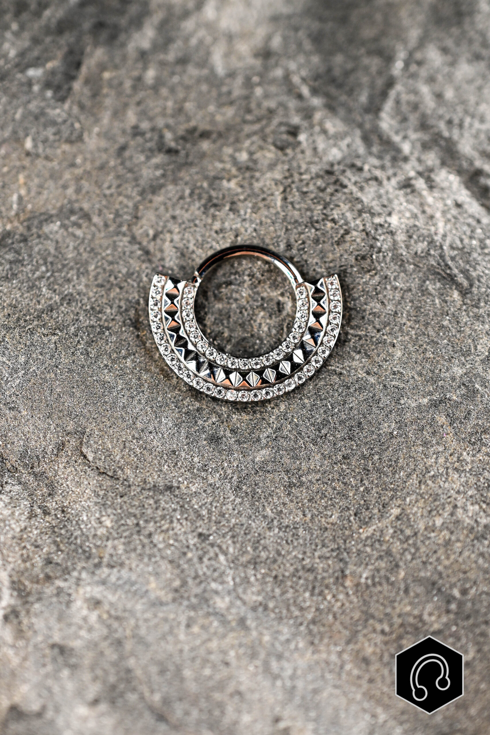 Anneau Clicker Crystal Studded Halo