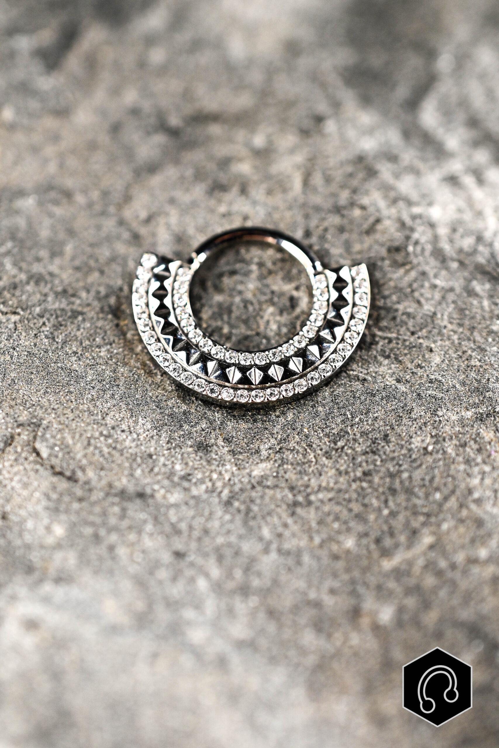 Anneau Clicker Crystal Studded Halo