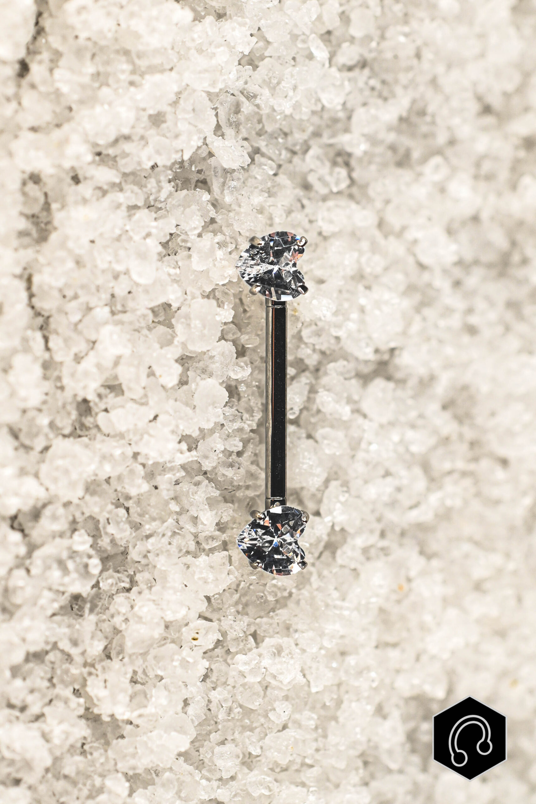 Barre Téton Argenté Heart Duo