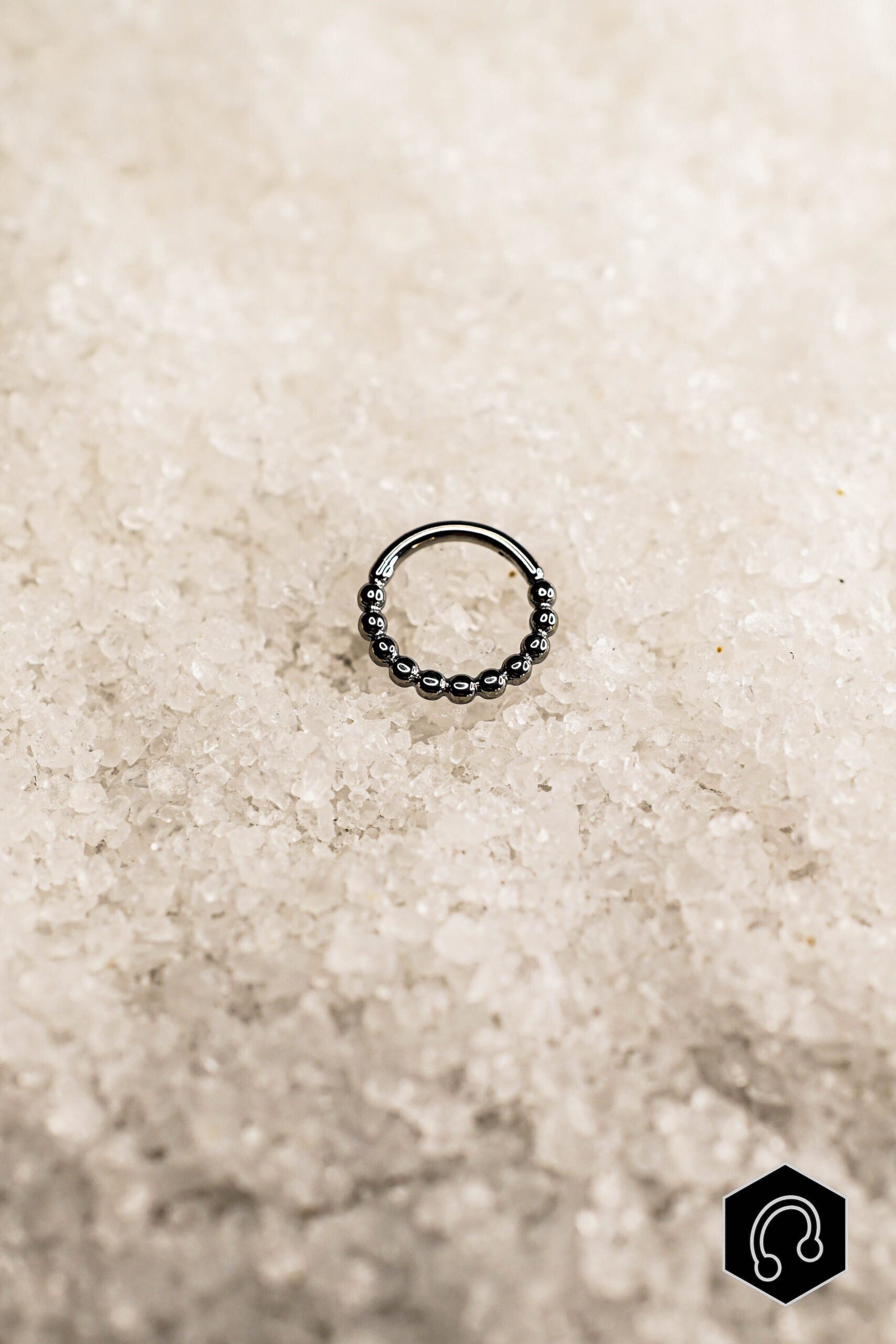 Anneau Clicker Titane Argenté Beads