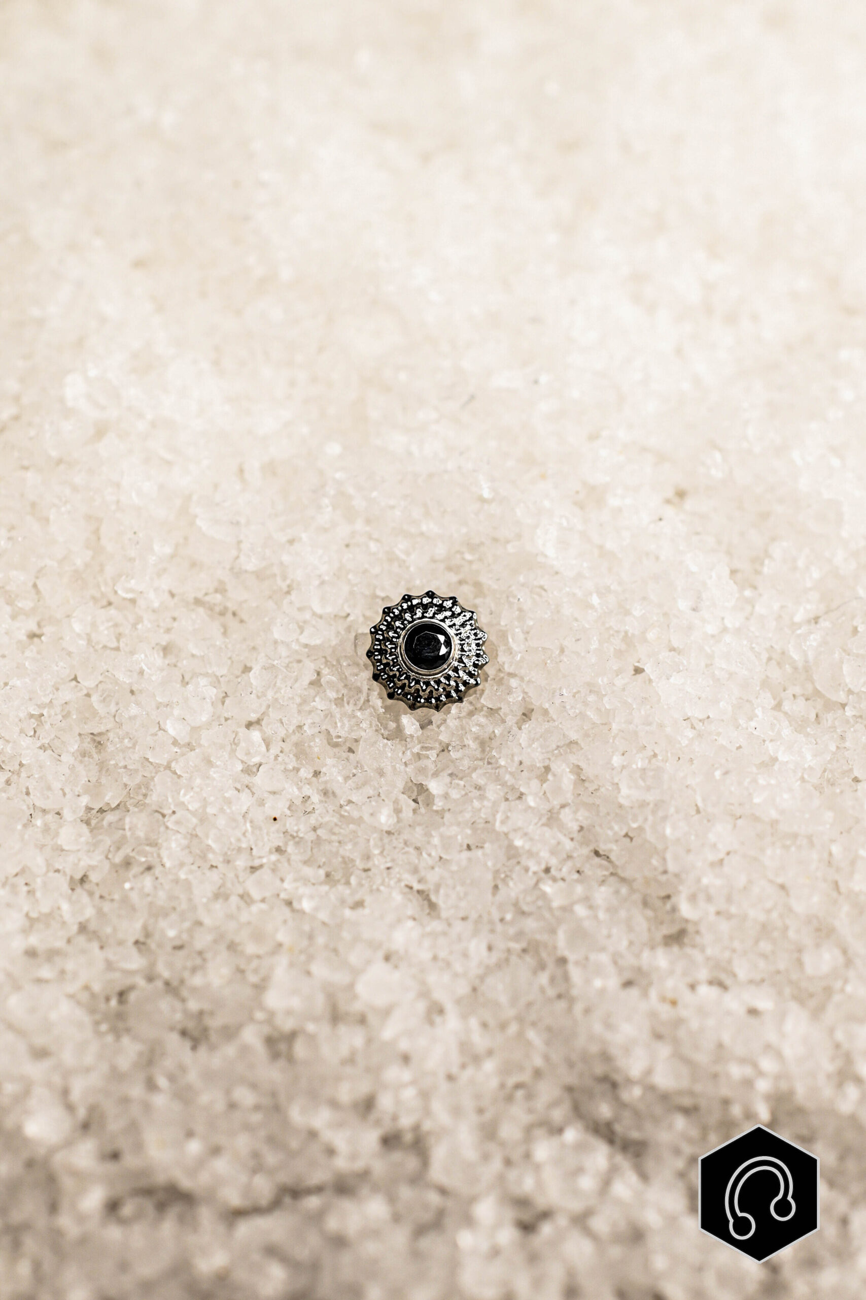 Labret titane argenté Black Bloom