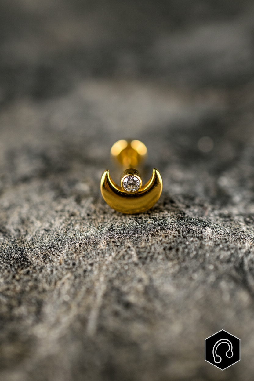 Labret Titane Doré Moon Drop