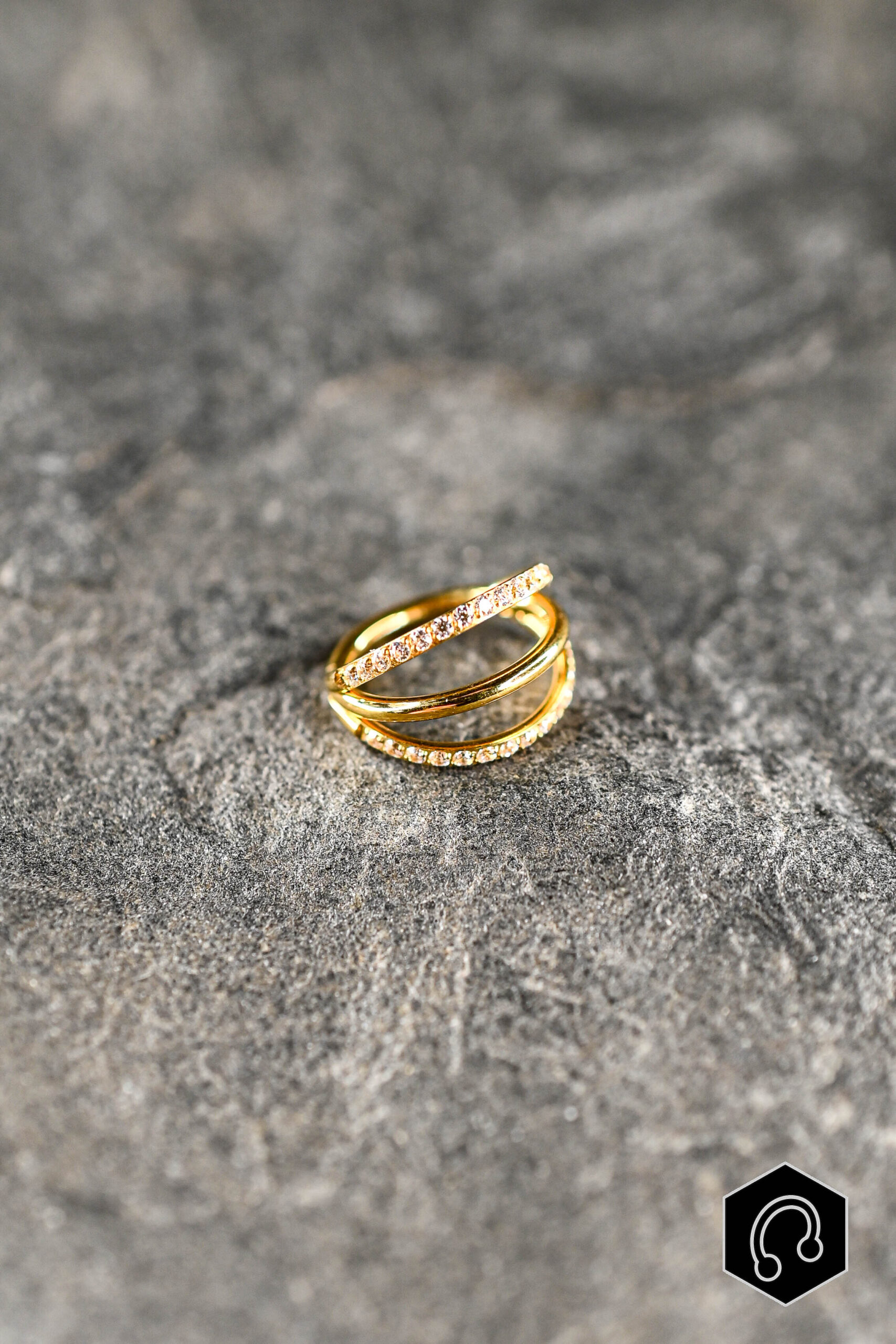 Anneau Clicker Titane Golden Spiral