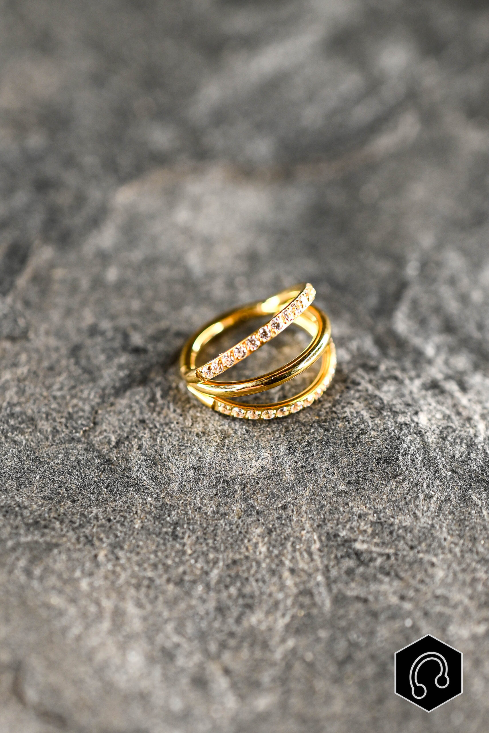 Anneau Clicker Titane Golden Spiral