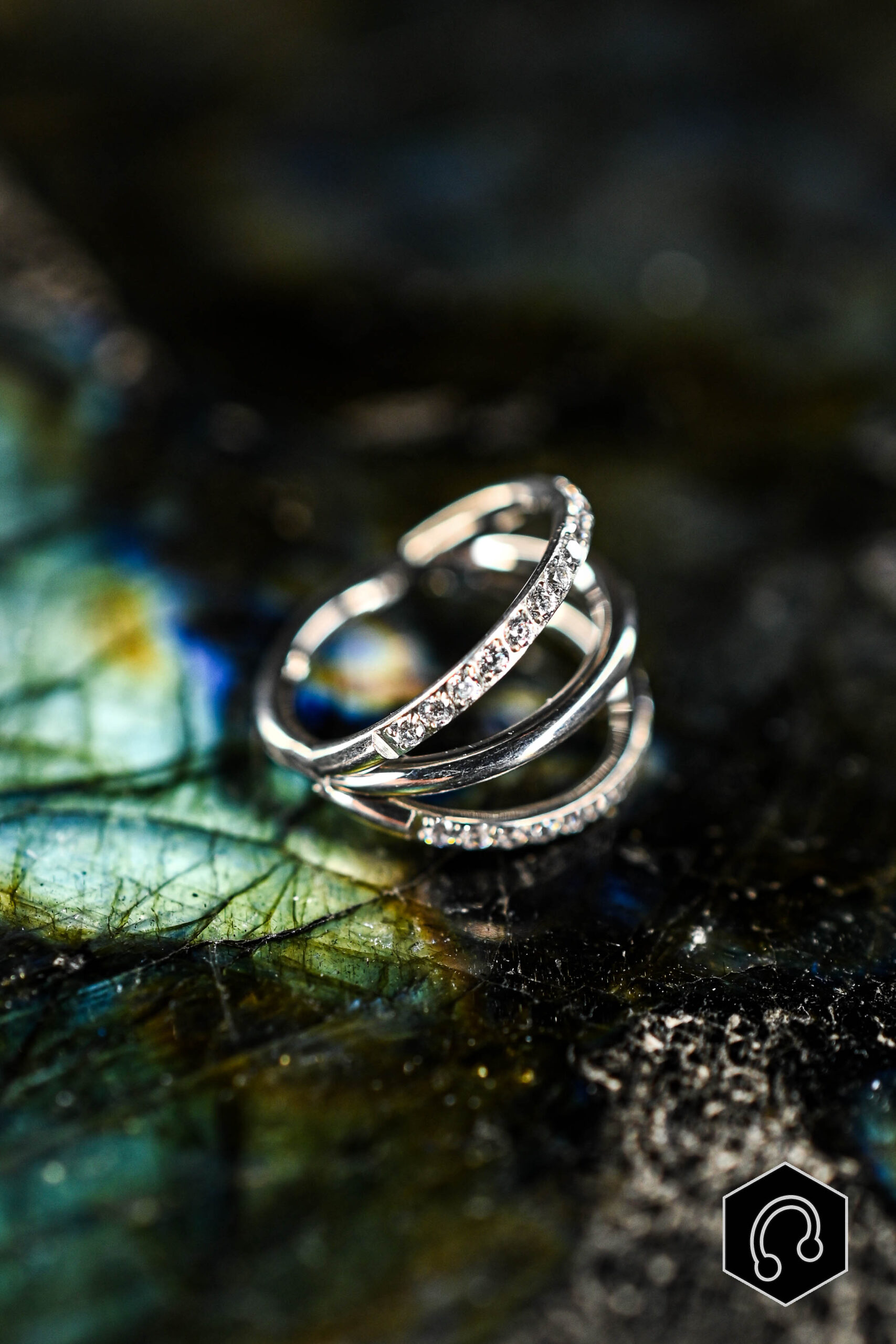 Anneau Clicker Titane Silver Spiral