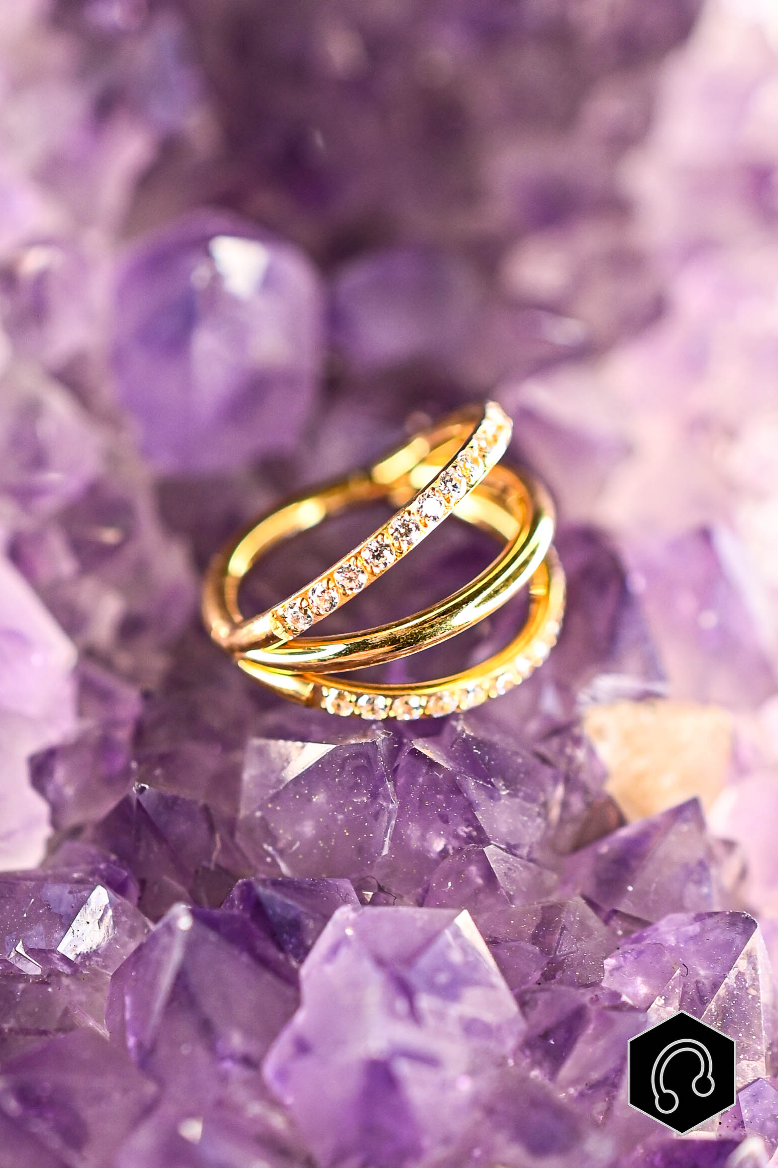 Anneau Clicker Titane Golden Spiral