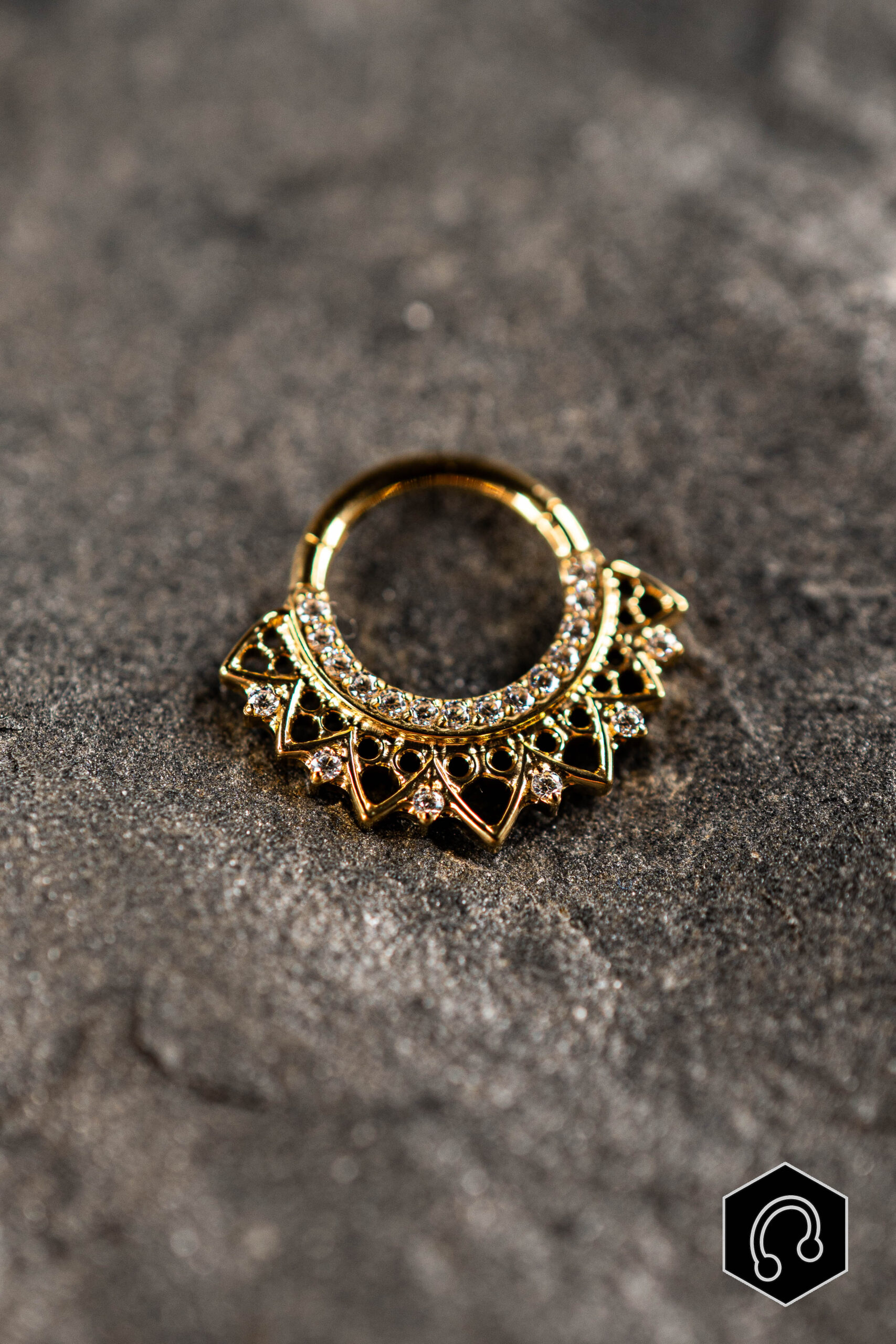 Anneau Titane Mandala Doré