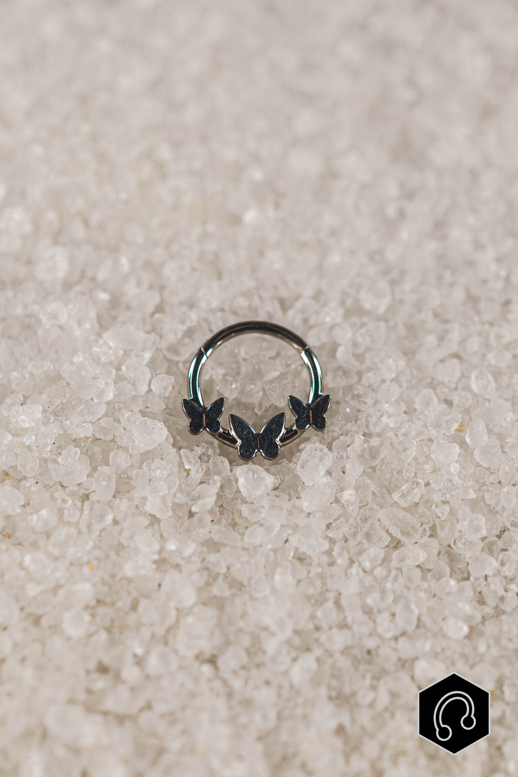 Anneau Clicker Titane Argenté Papilla