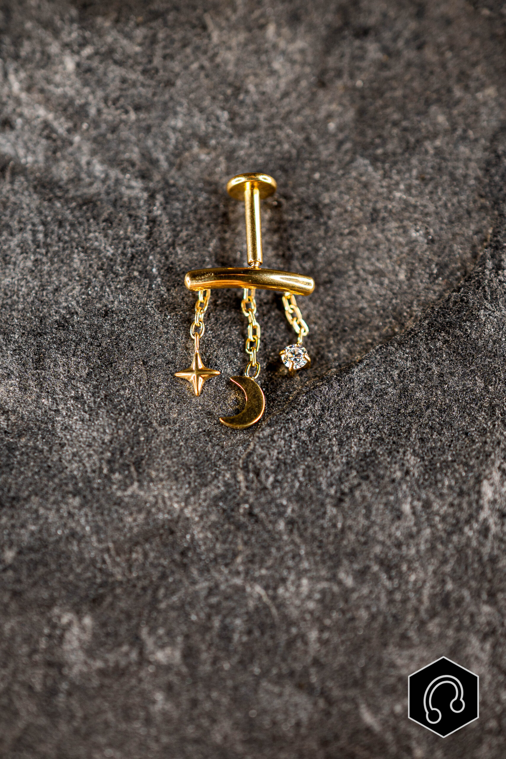 Labret Titane Doré Hidden Selene