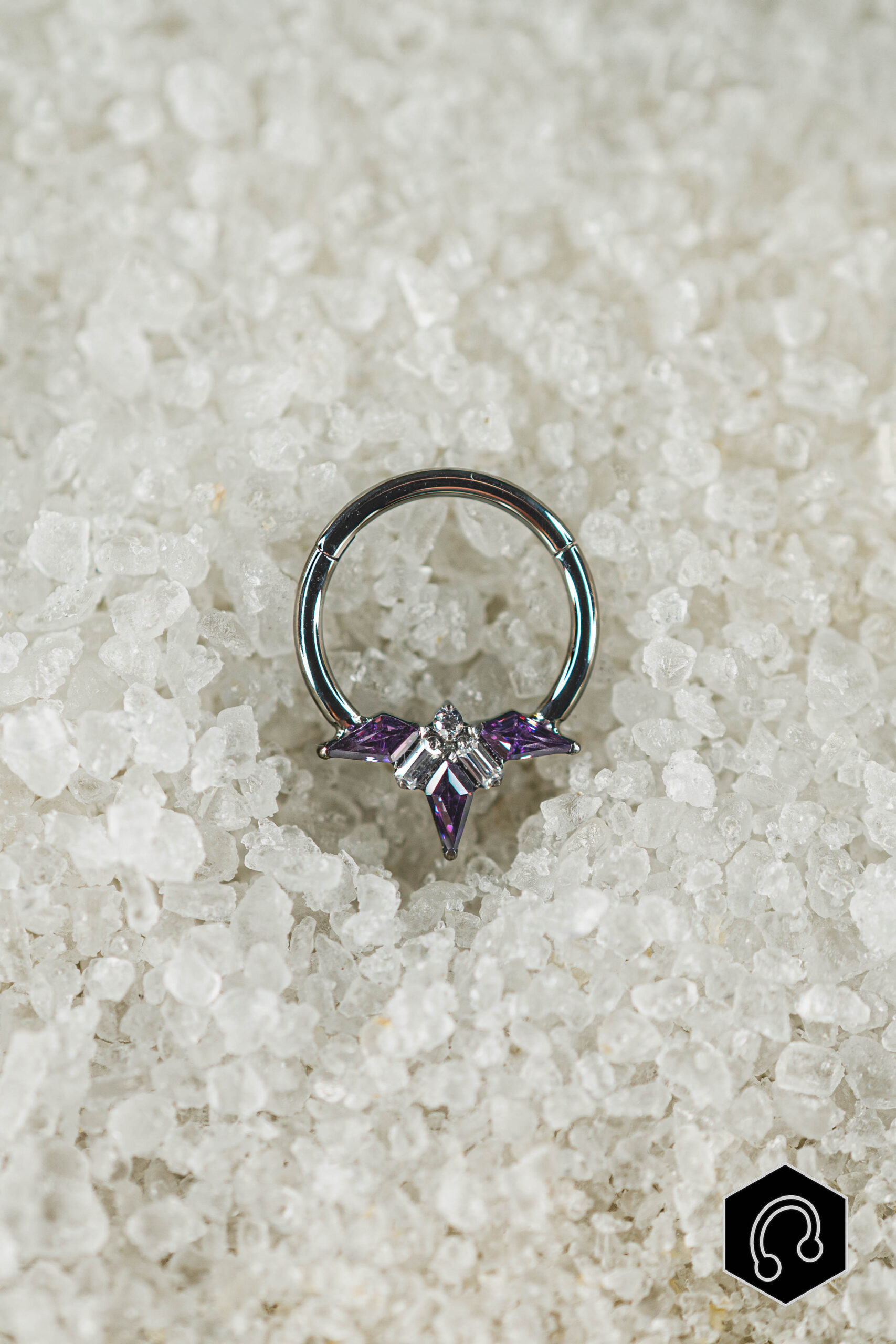 Anneau clicker titane argenté Nyxora