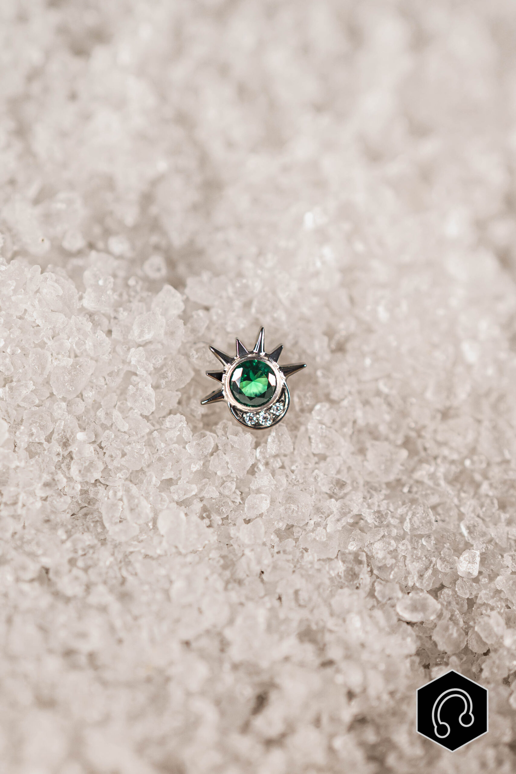 Labret Titane Argenté Solarys vert