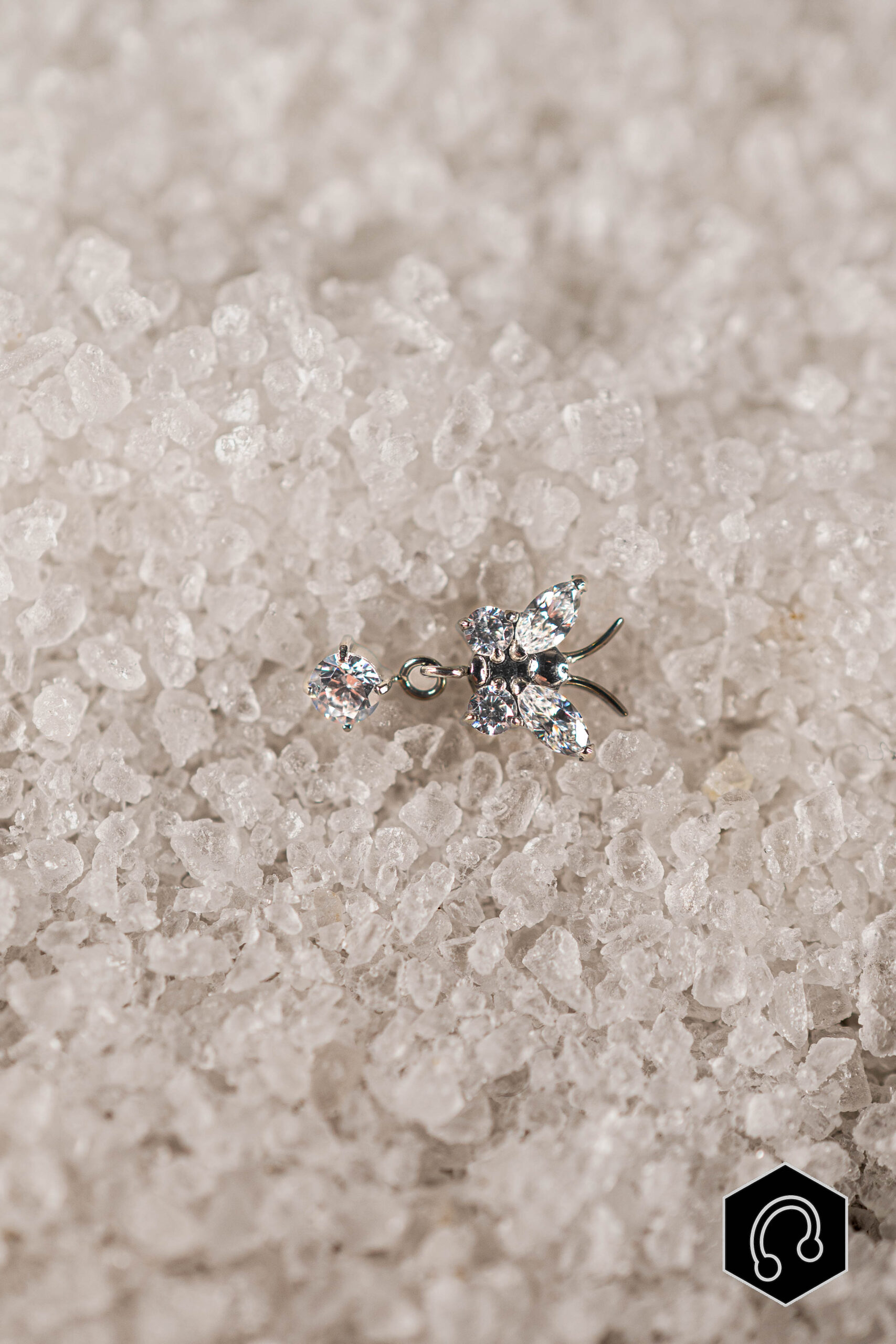 Labret Argenté Big Cristal bloom