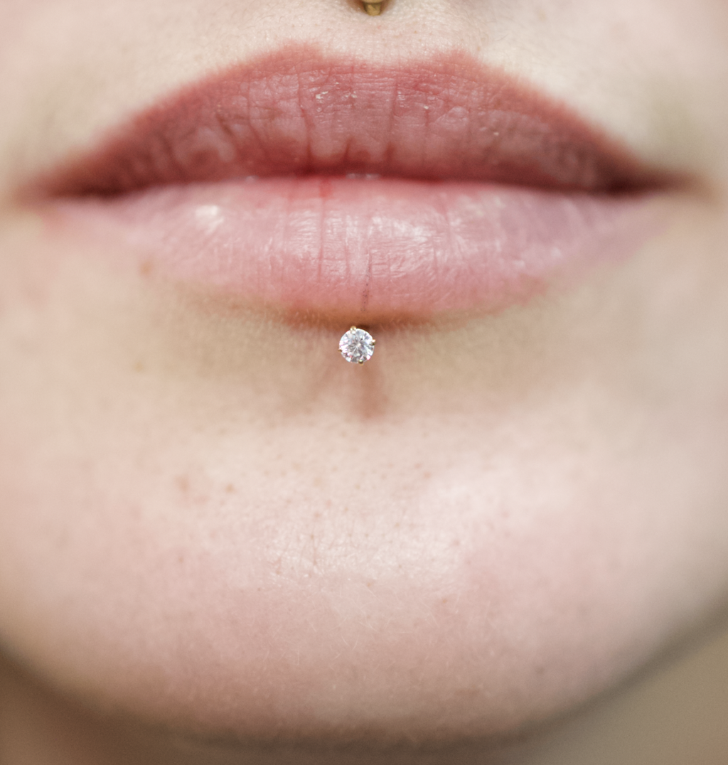 Labret Titane Doré Crystal Glow