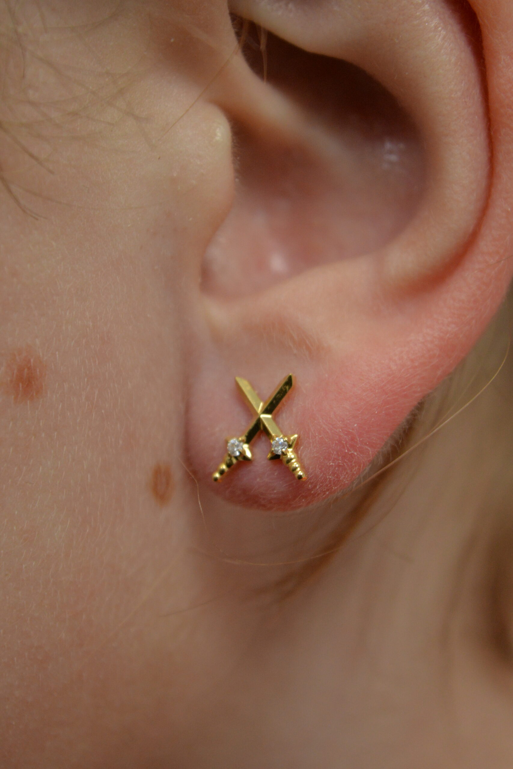 Labret Titane Doré Cross Spark