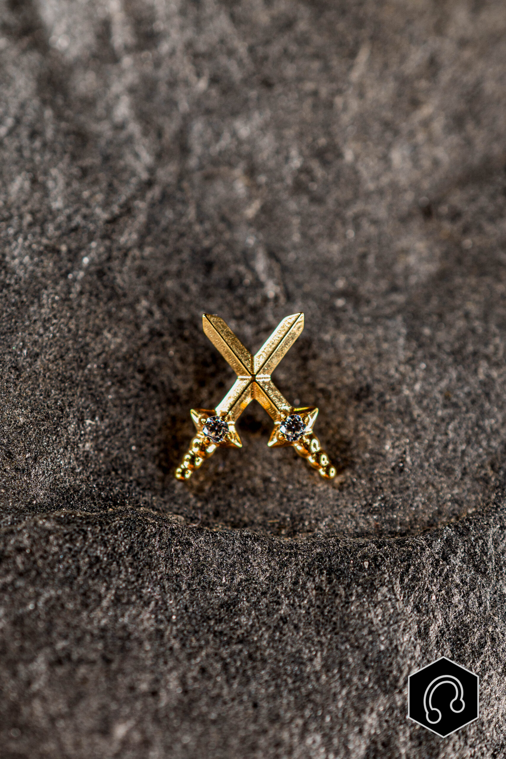 Labret Titane Doré Cross Spark