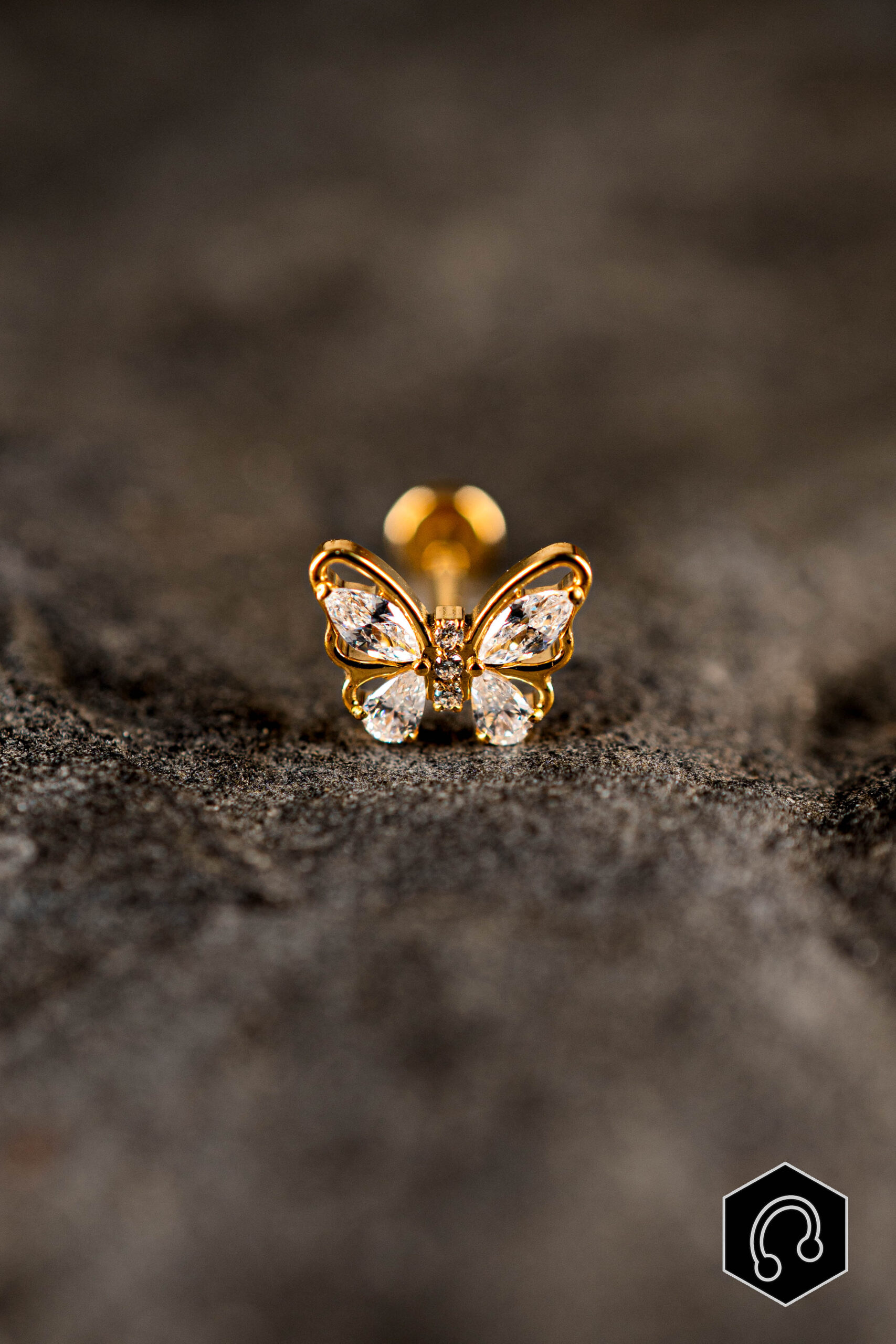 Labret Titane Doré Aurelia Butterfly