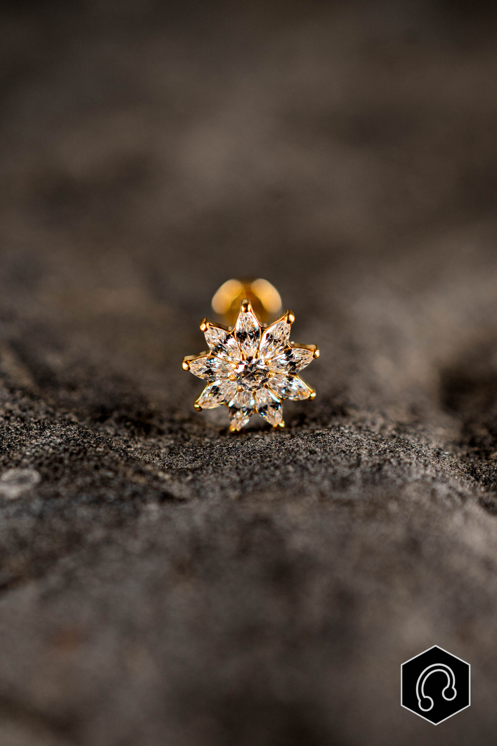 Labret Titane Doré Solaris Bloom