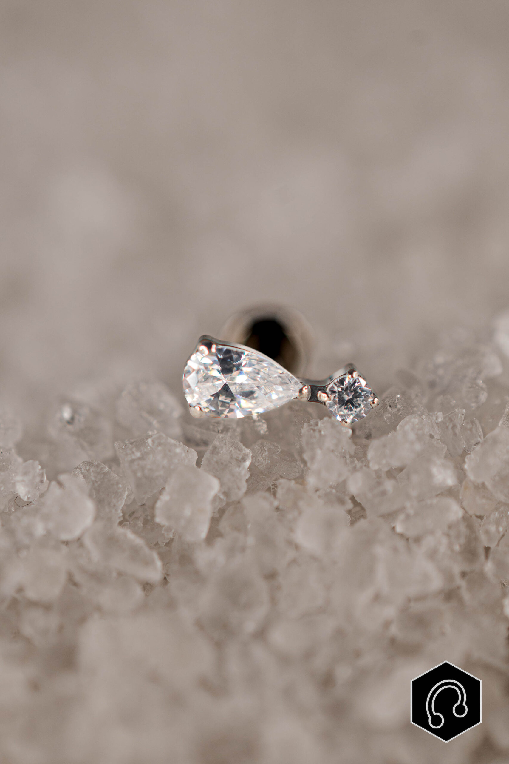 Labret Titane Argenté Duo Drop