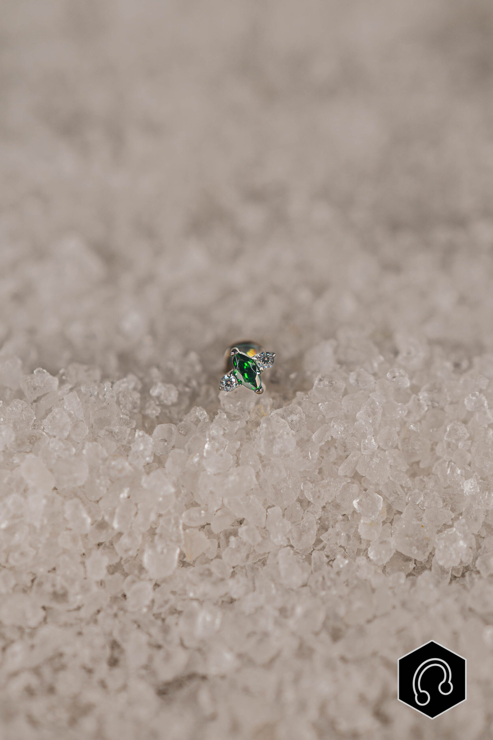 labret titane argenté green Opalya