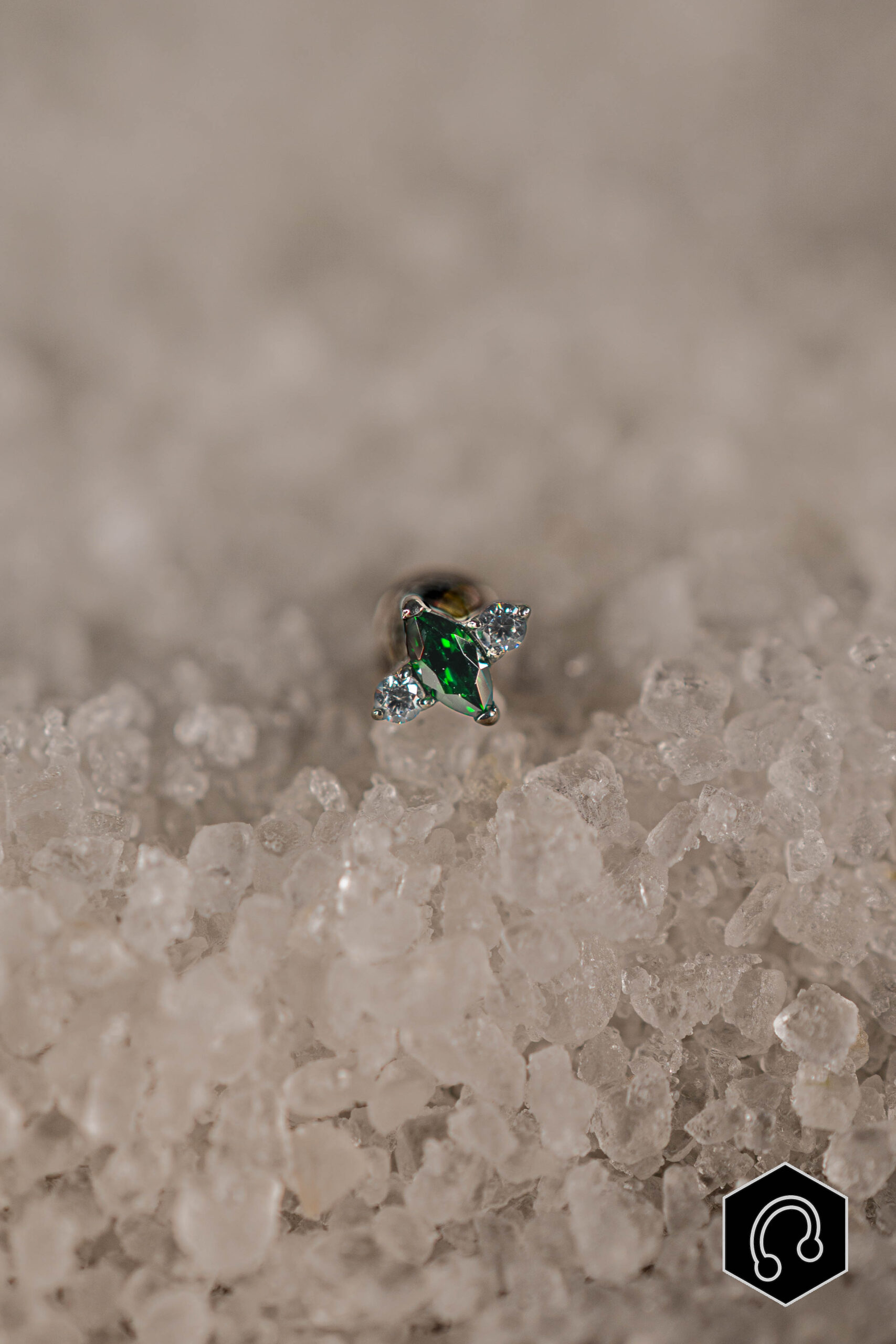 labret titane argenté green Opalya