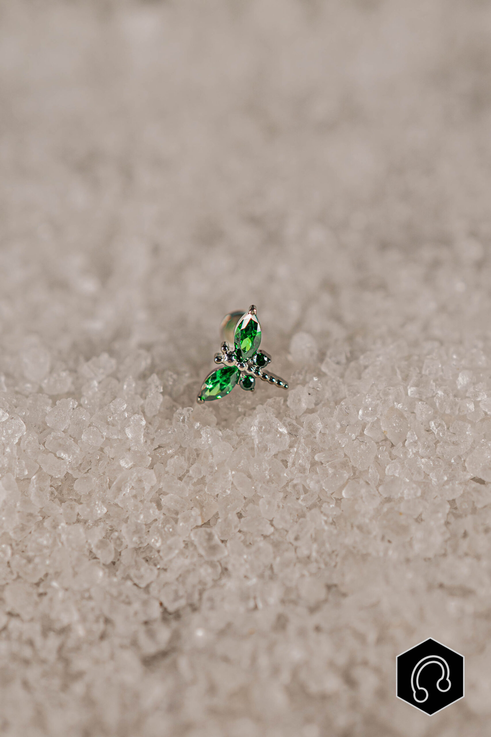 Labret Titane Argenté Libellia Vert