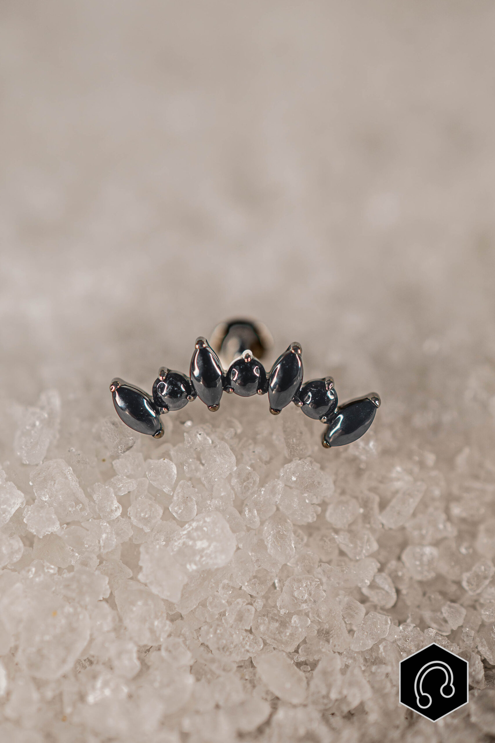 Labret Titane Argenté Black Onyx