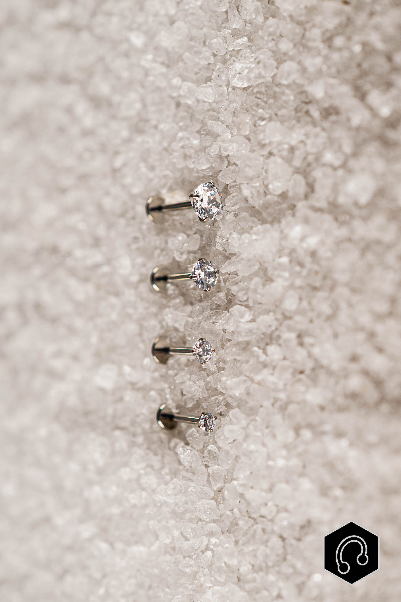 Labret Titane Argenté Crystal Glow