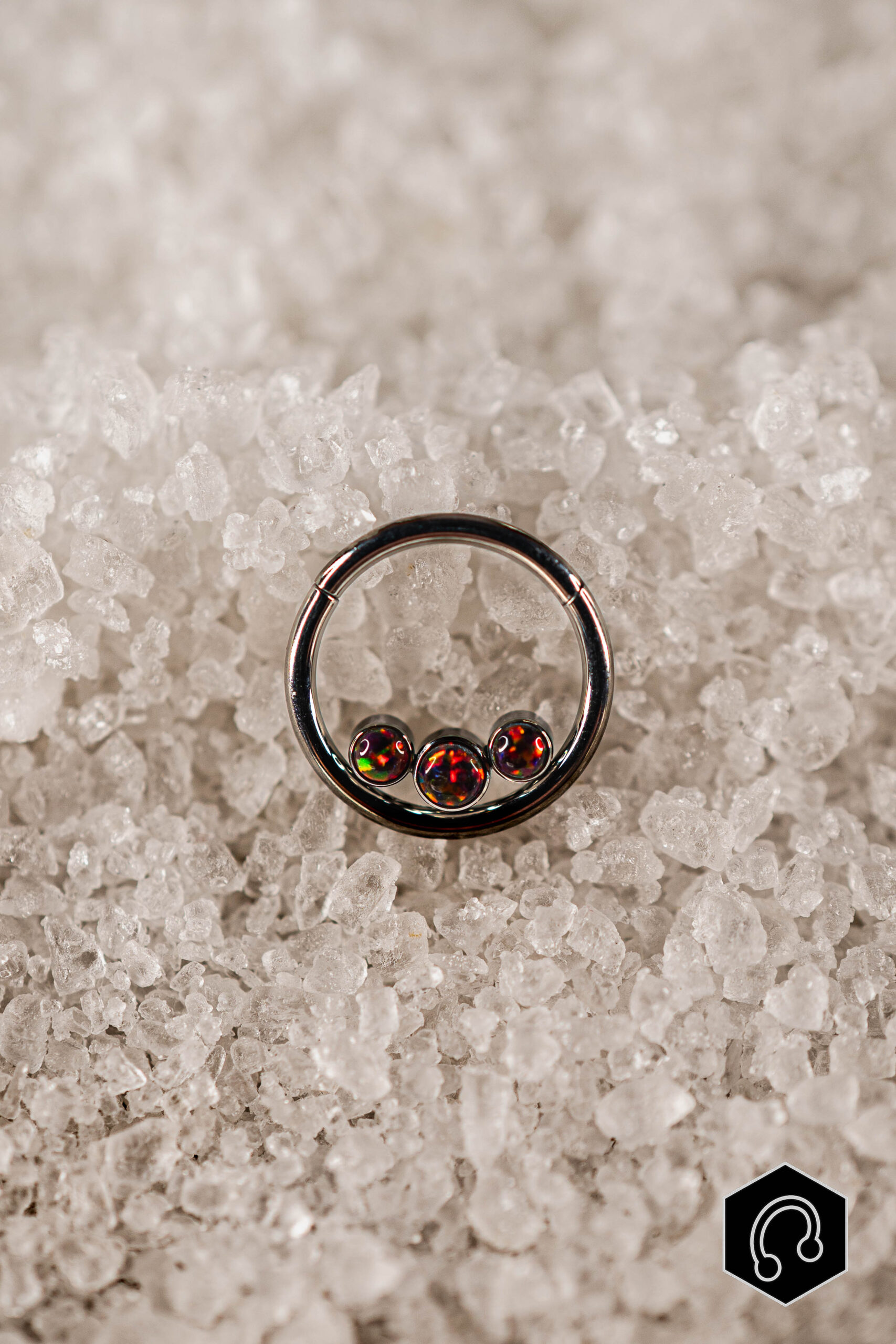 Anneau Clicker Titane MultiCherry Opales