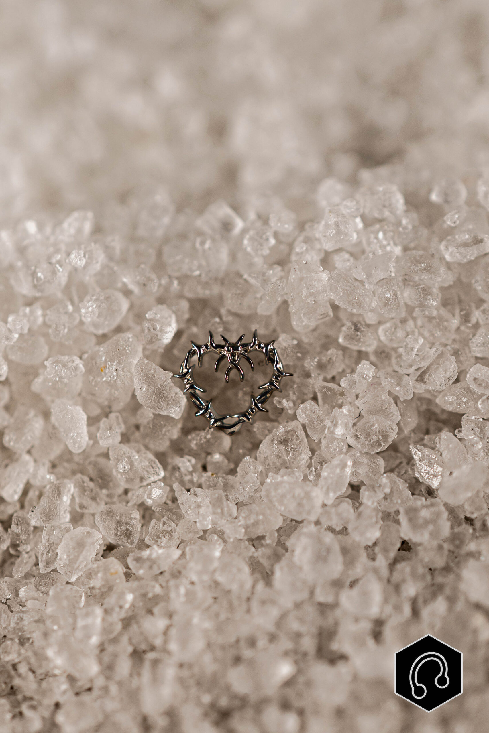 Labret Titane Cœur Barbelé Argenté