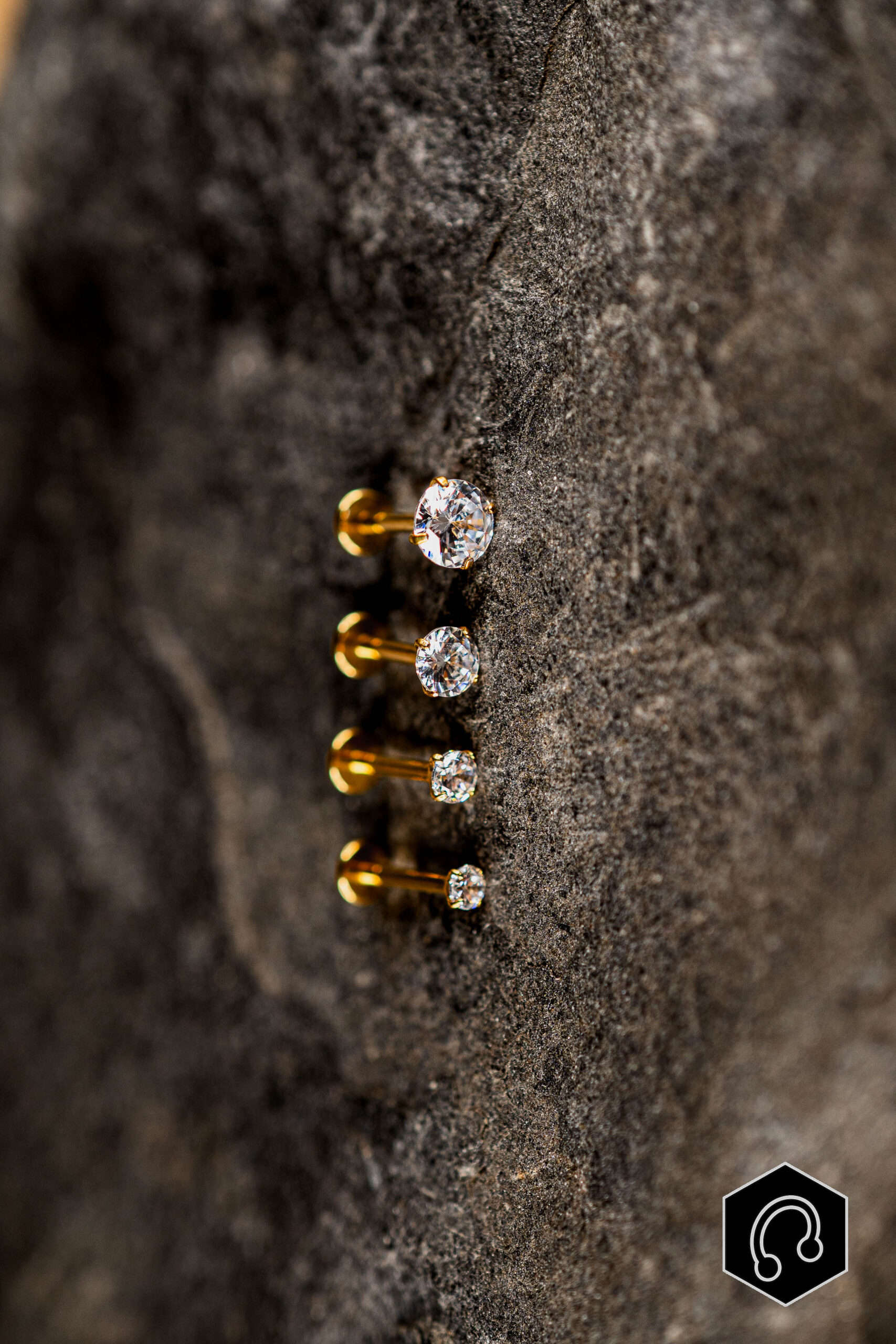 Labret Titane Doré Crystal Glow