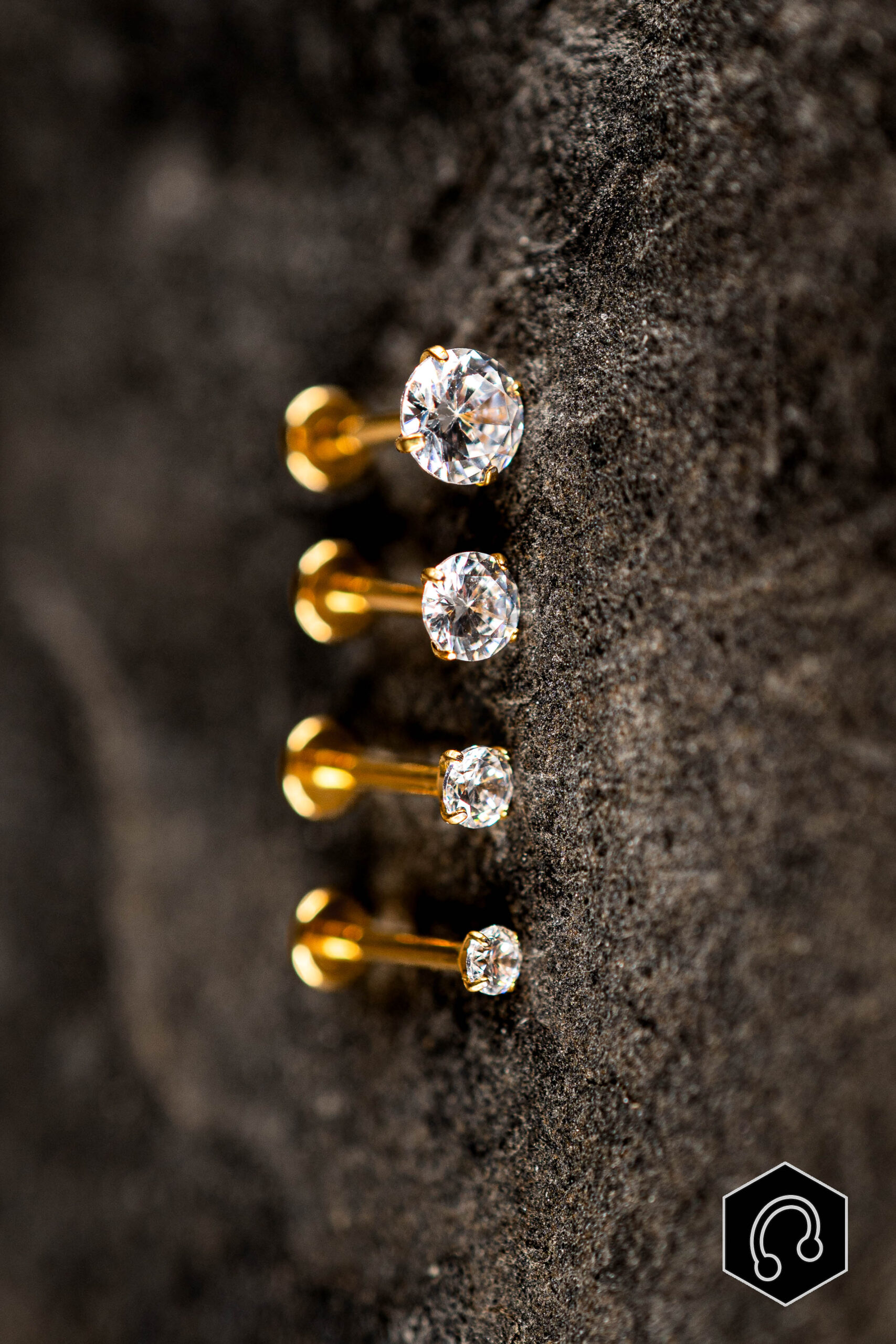 Labret Titane Doré Crystal Glow