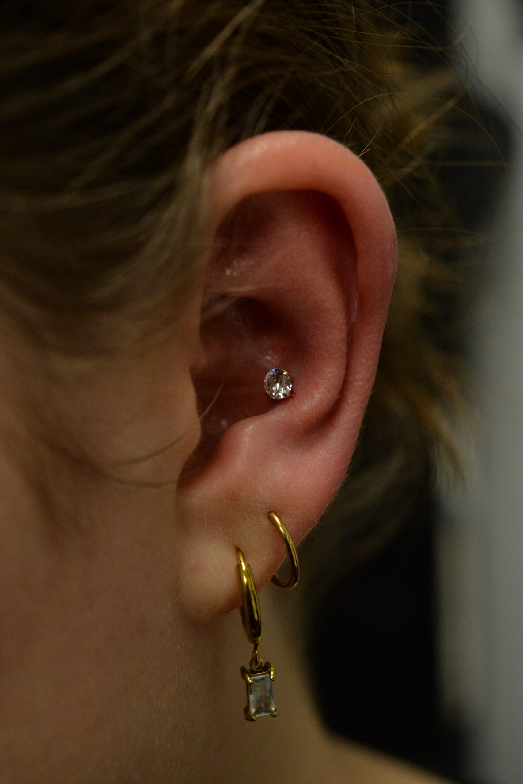 Labret Titane Doré Crystal Glow