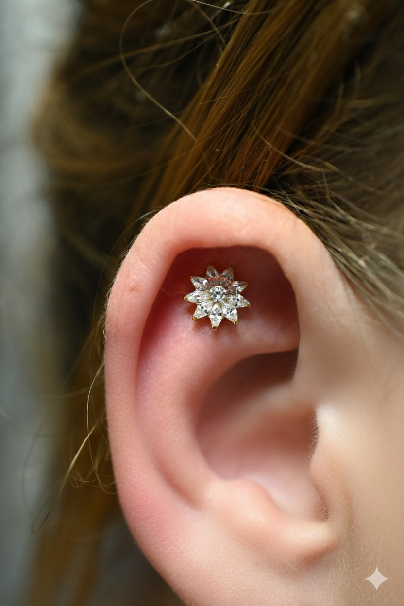 Labret Titane Doré Solaris Bloom