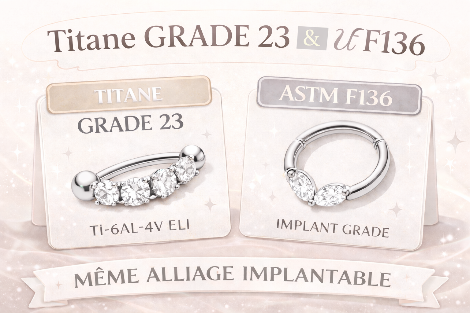Titane Grade 23 et ASTM F136 : même alliage implantable pour bijoux de piercing