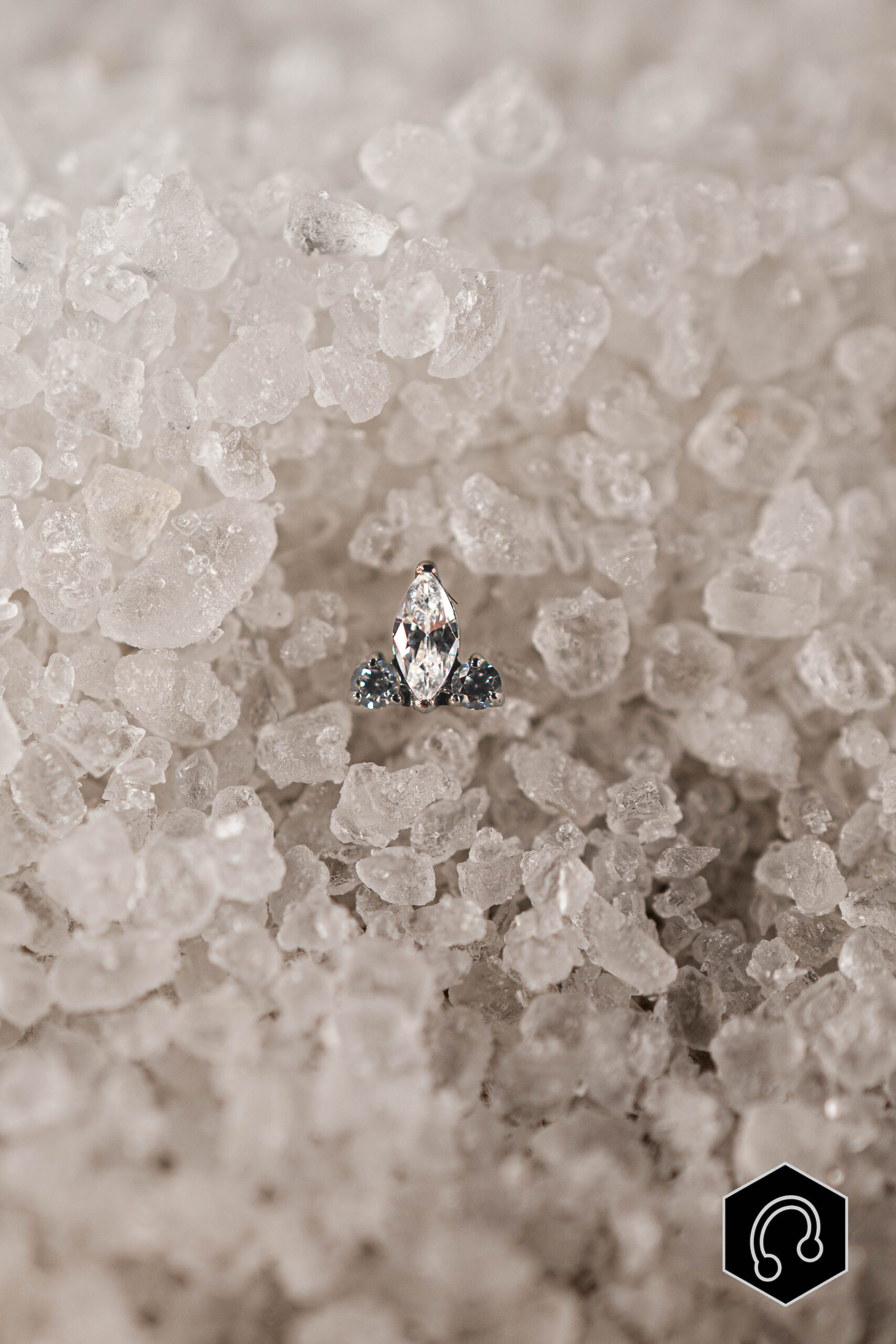 Labret Titane Argenté Trio Marquise