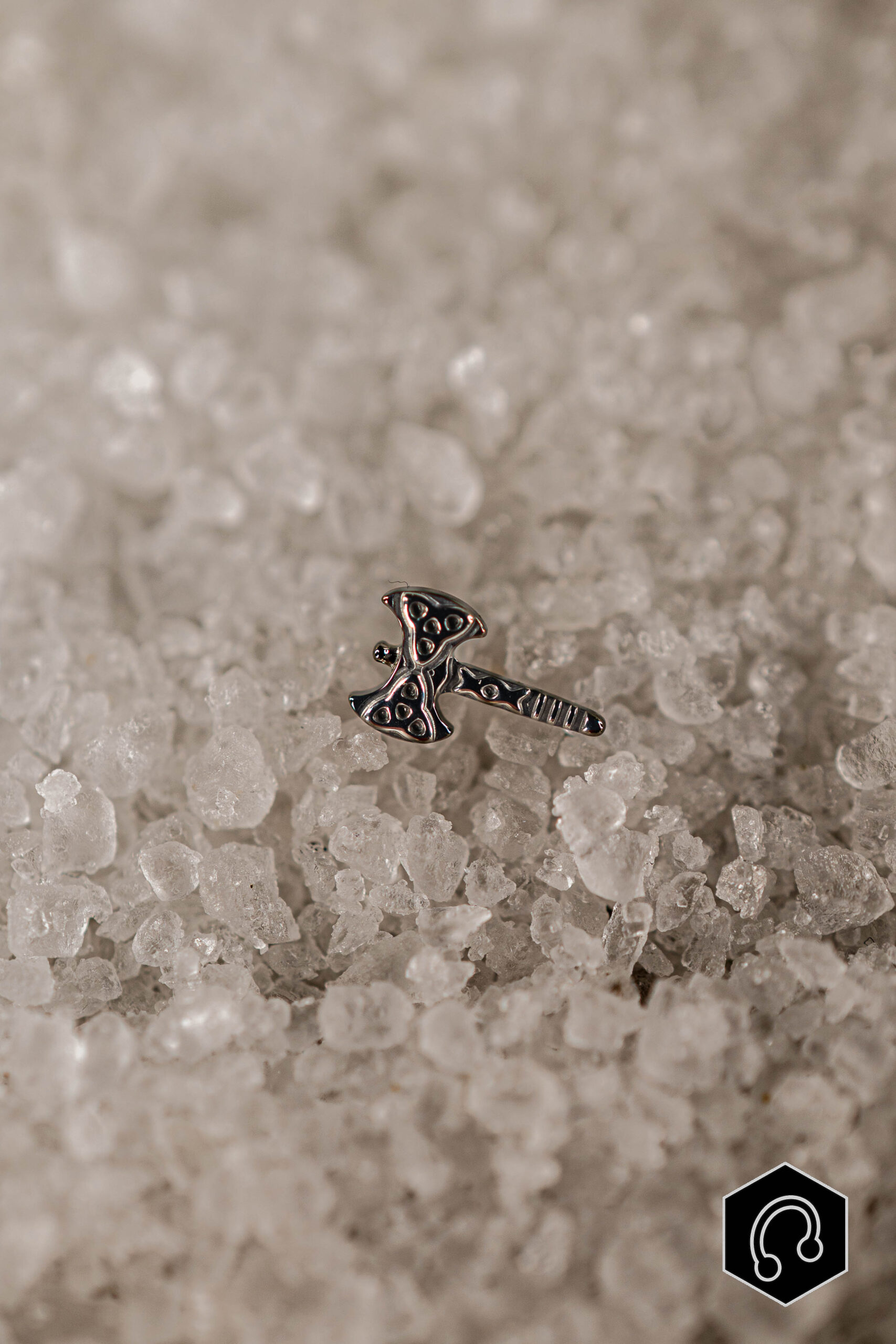 Labret Titane Argenté Battle Axe