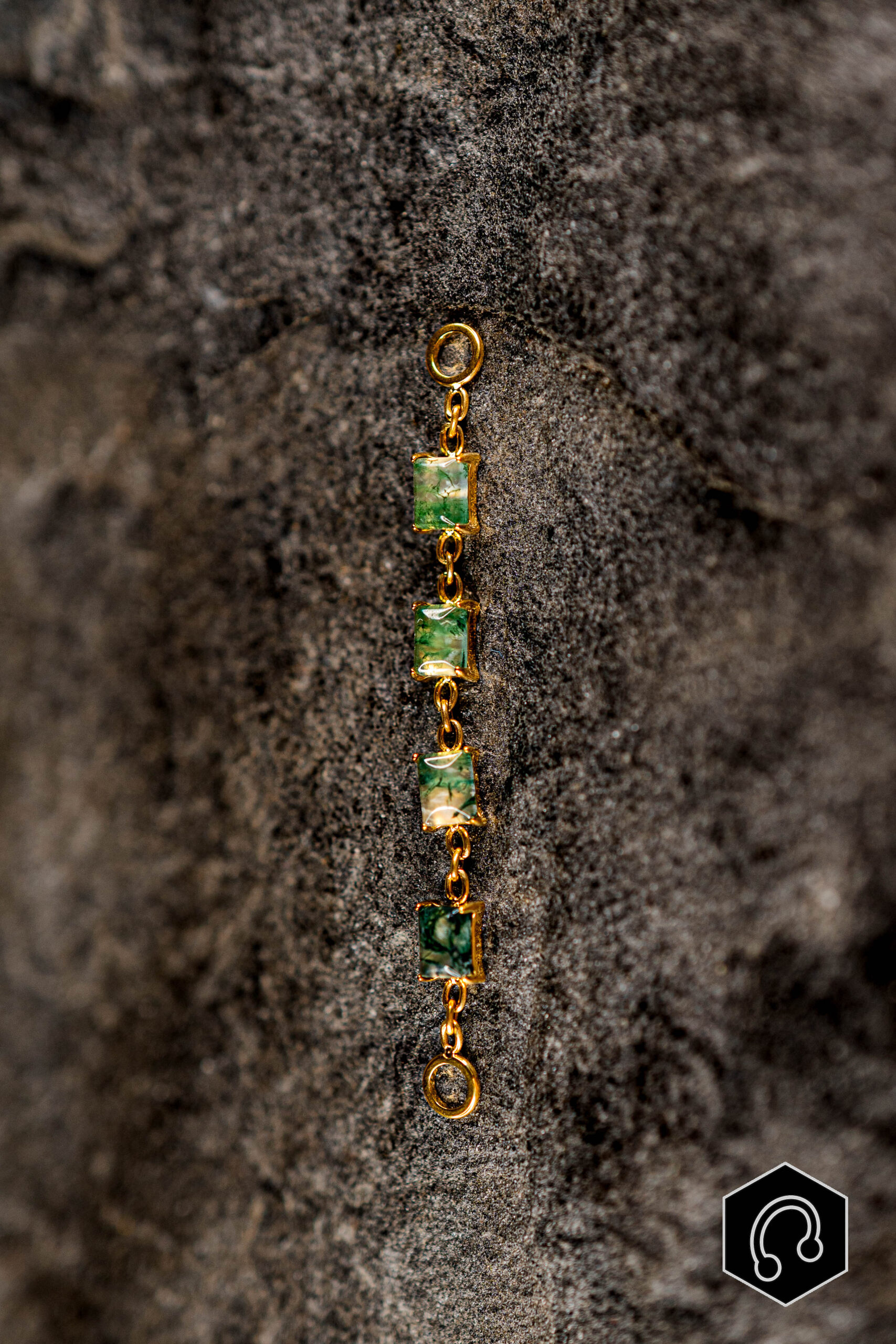 Chaine Doré pierres Agate Moss