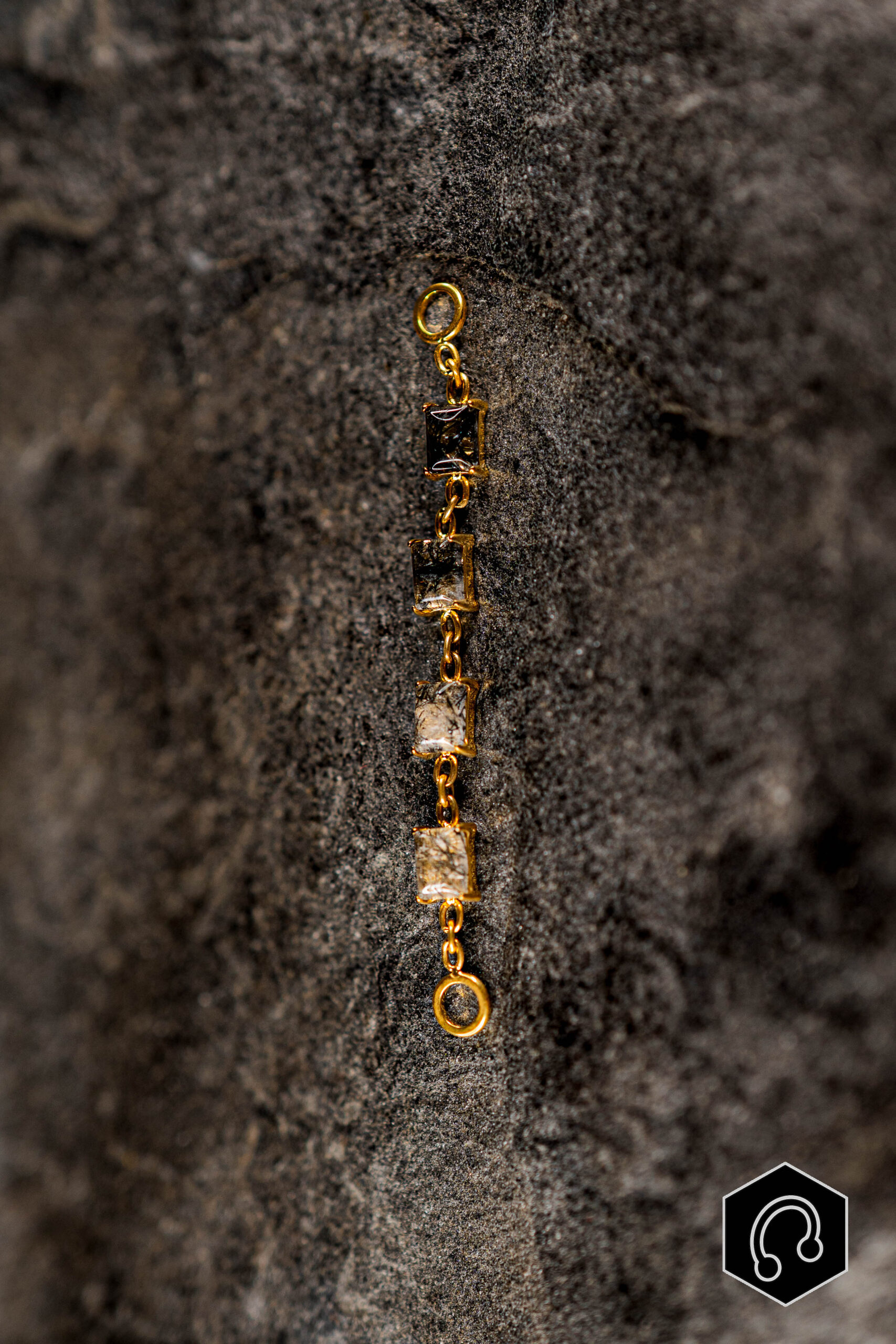 Chaine Doré Pierres Quartz Tourmaline