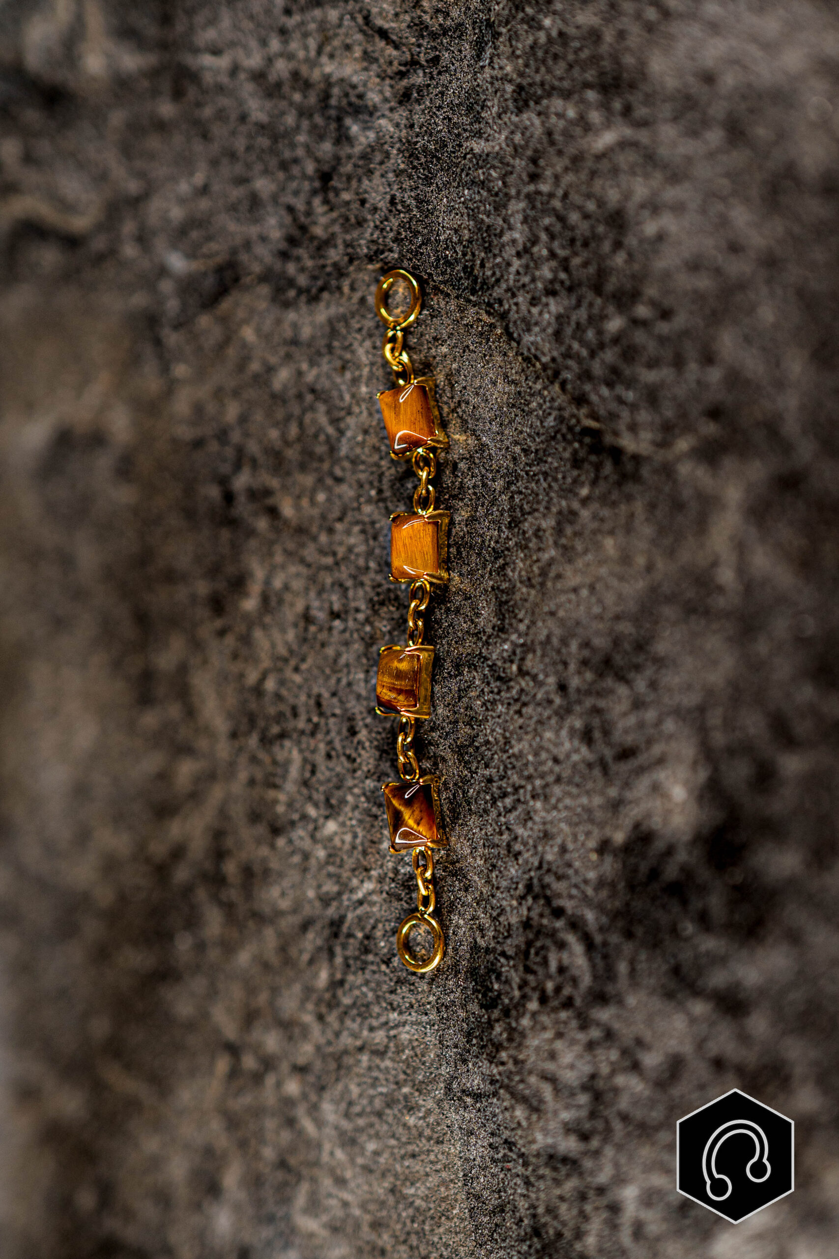 Chaine Doré pierres naturelles Tiger Eye