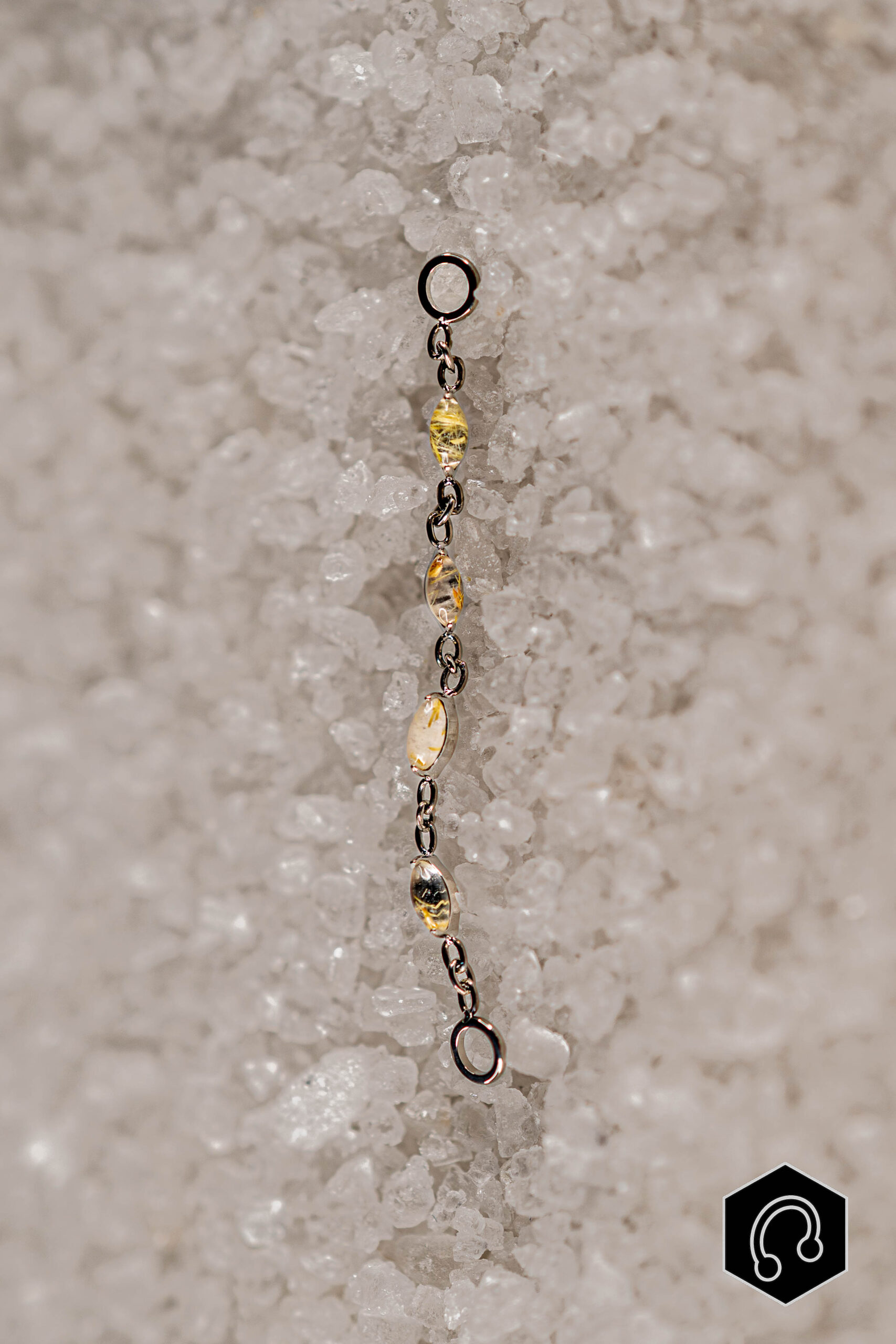 Chaine Pierres Ovales Quartz Rutile