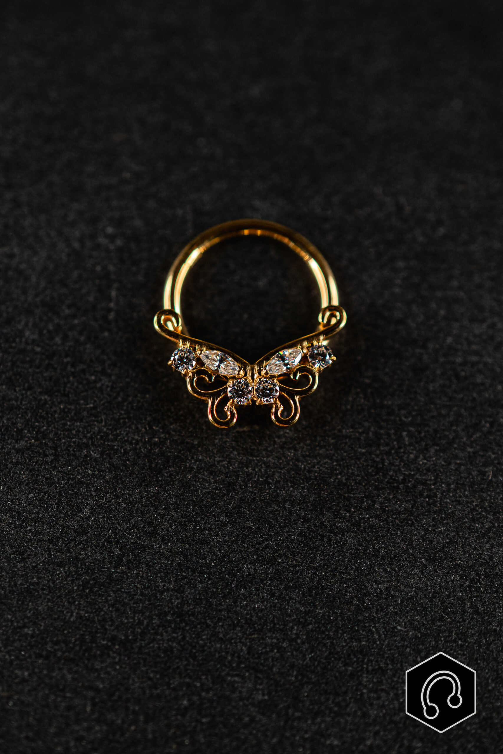 Anneau Clicker Doré Papillon Élégance