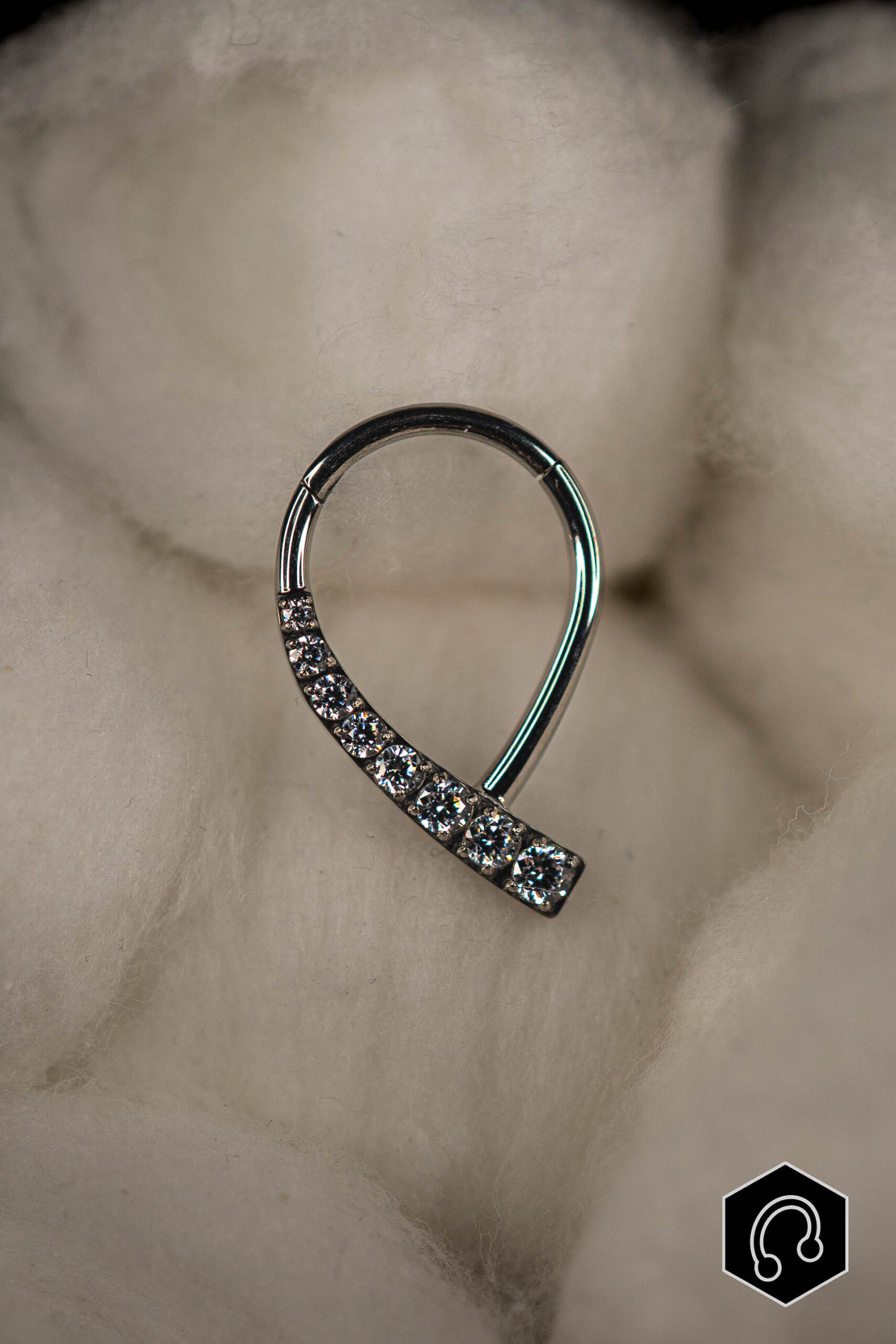 Anneau Clicker Titane Argenté Flow